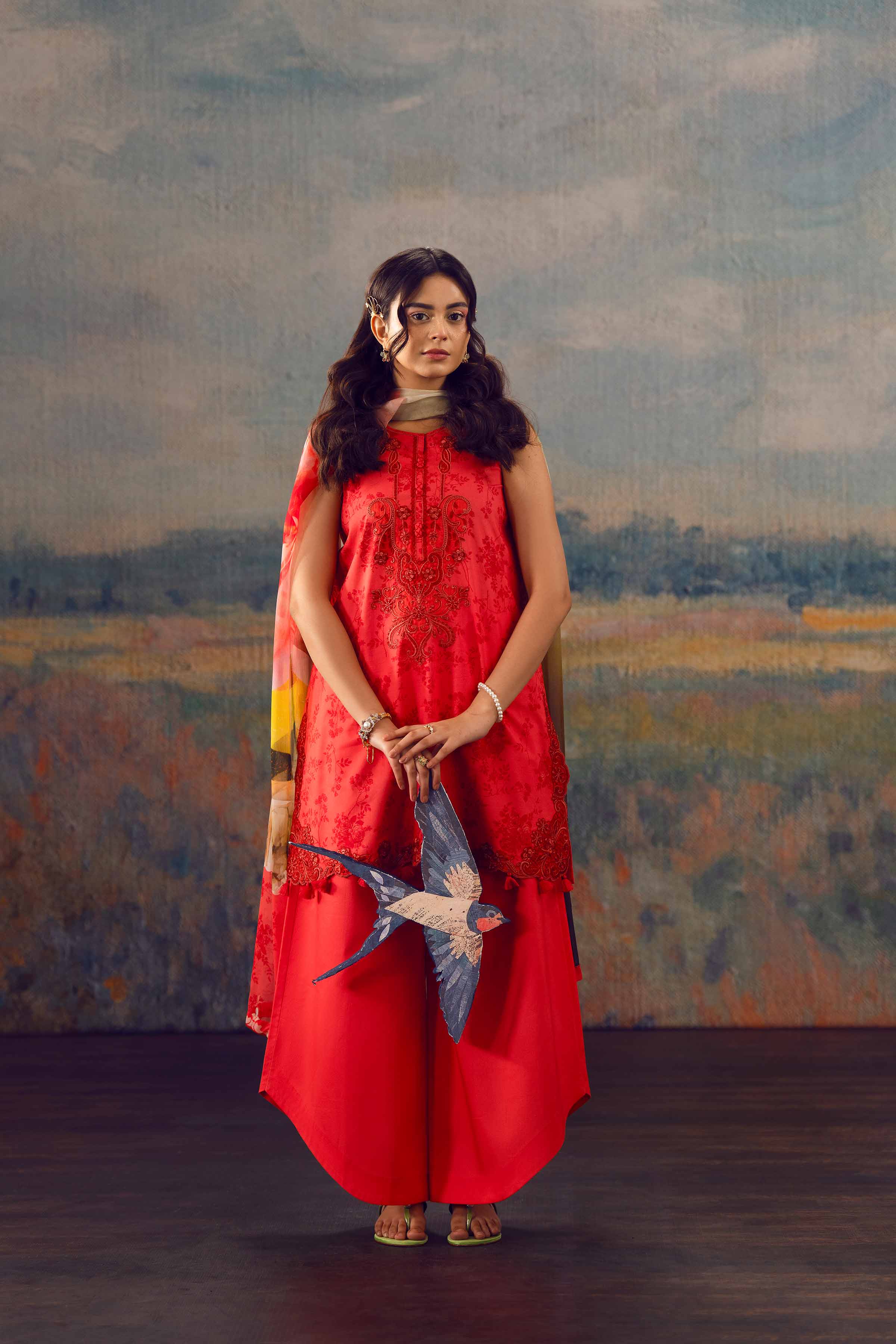 3 Piece - Digital Printed Embroidered Suit - 42601150