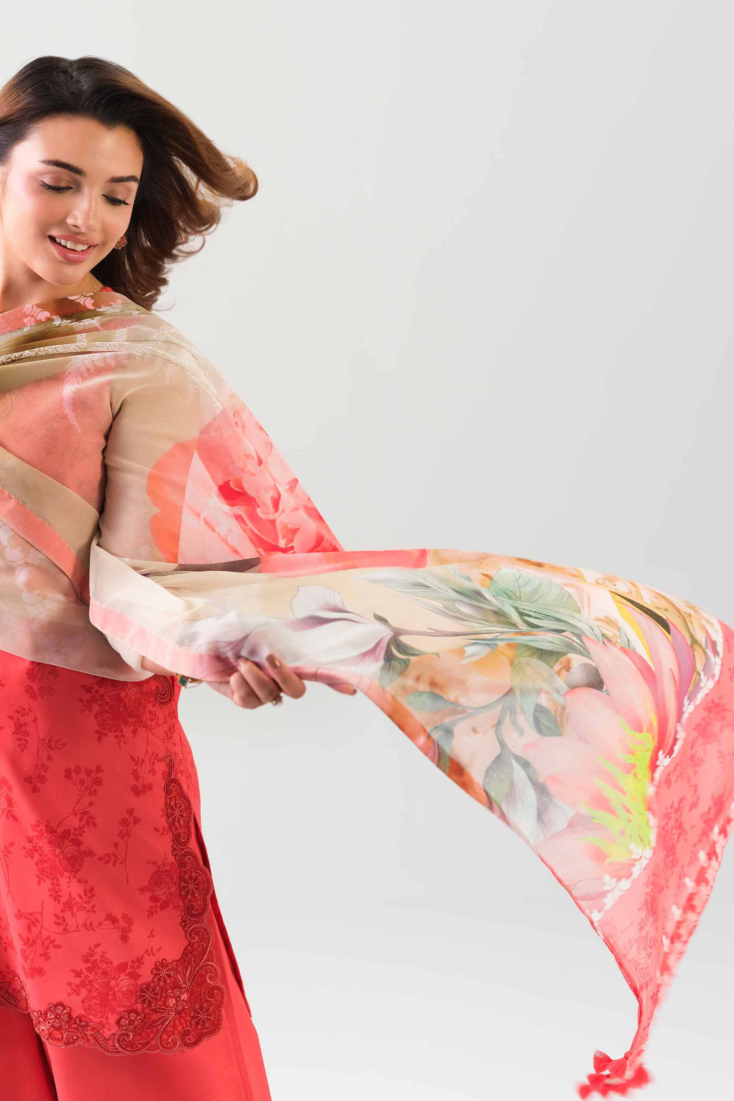 3 Piece - Embroidered Suit - 42601150 NishatUAE Pink Lawn 3PC Embroidered Unstitched