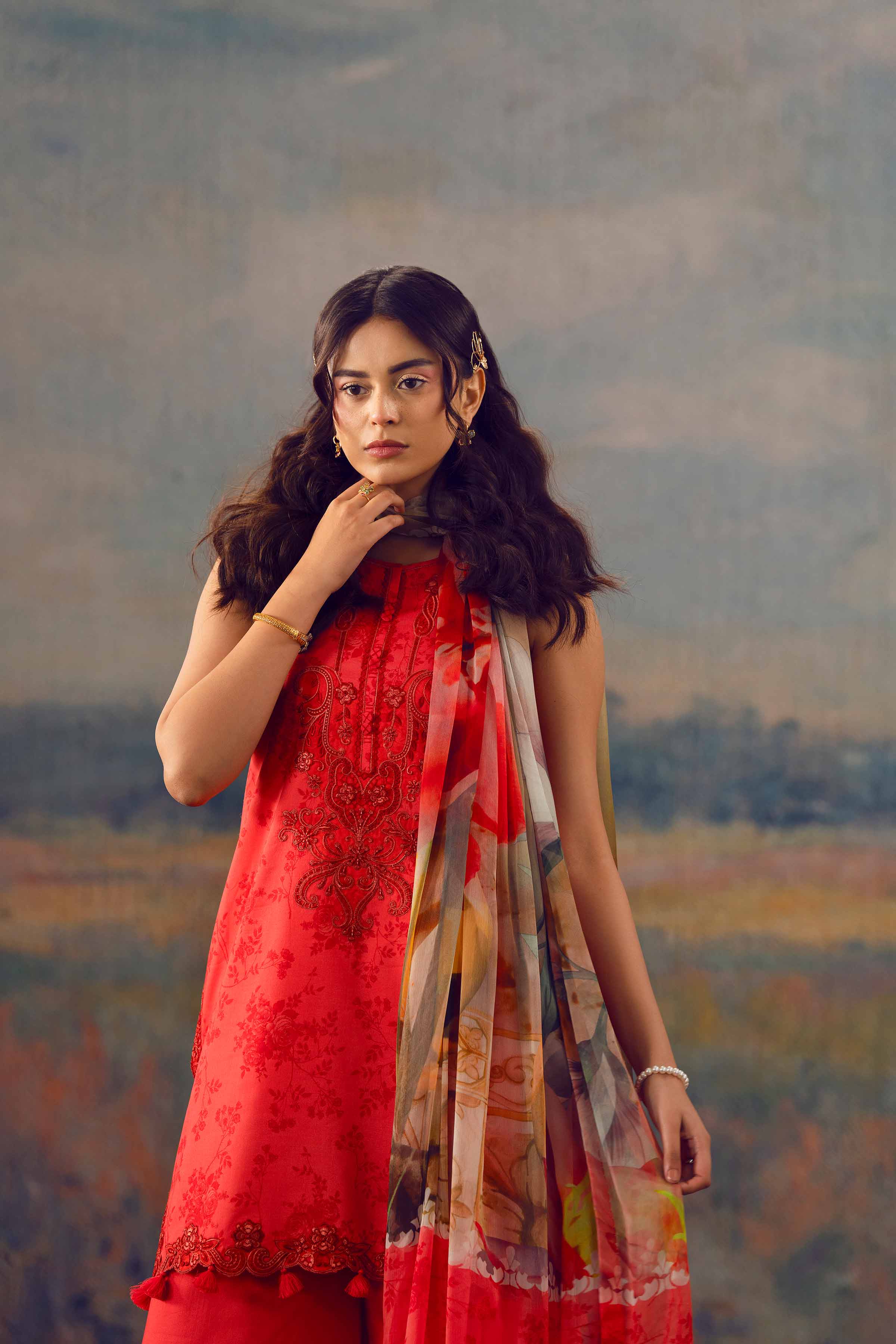 3 Piece - Digital Printed Embroidered Suit - 42601150