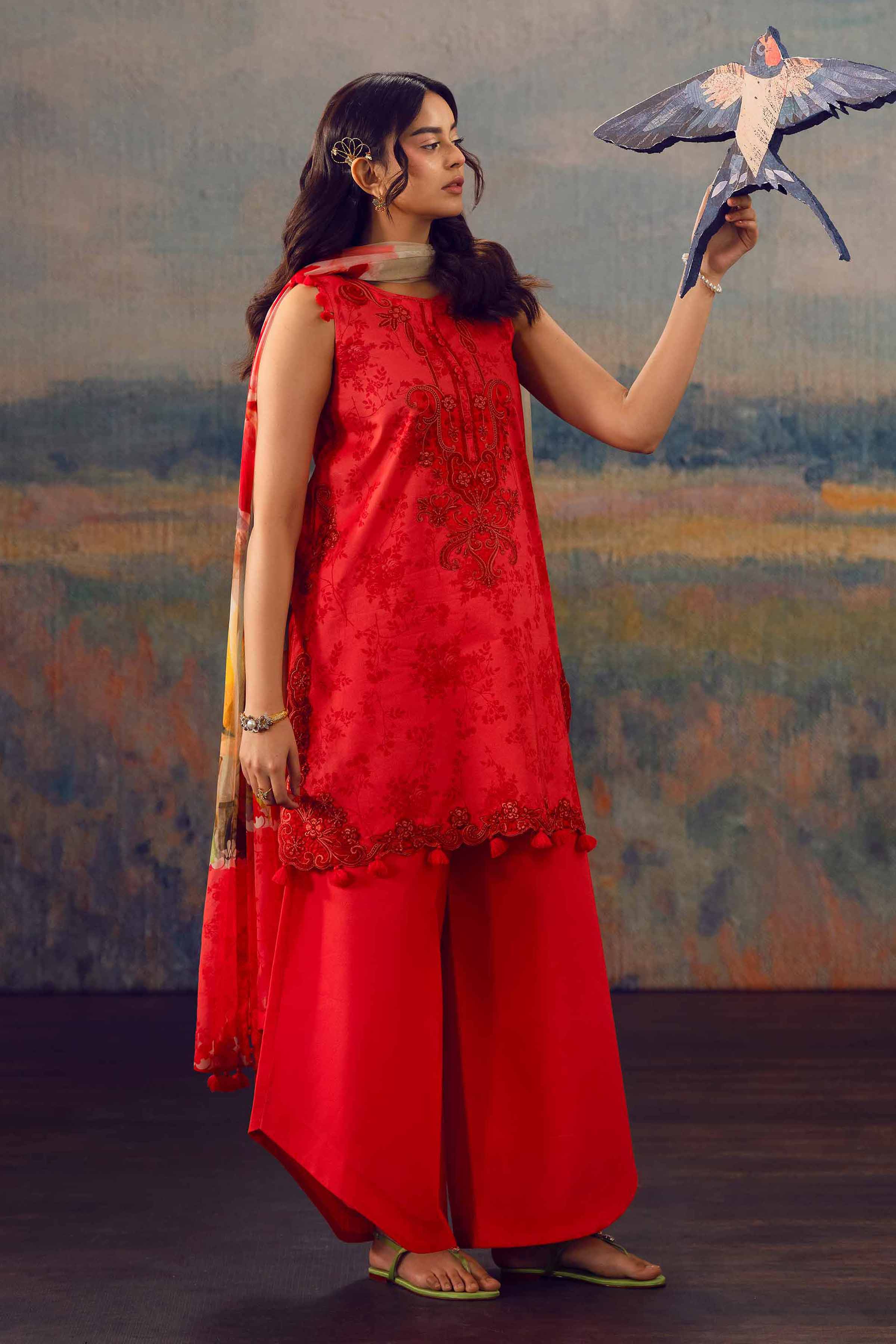 3 Piece - Digital Printed Embroidered Suit - 42601150