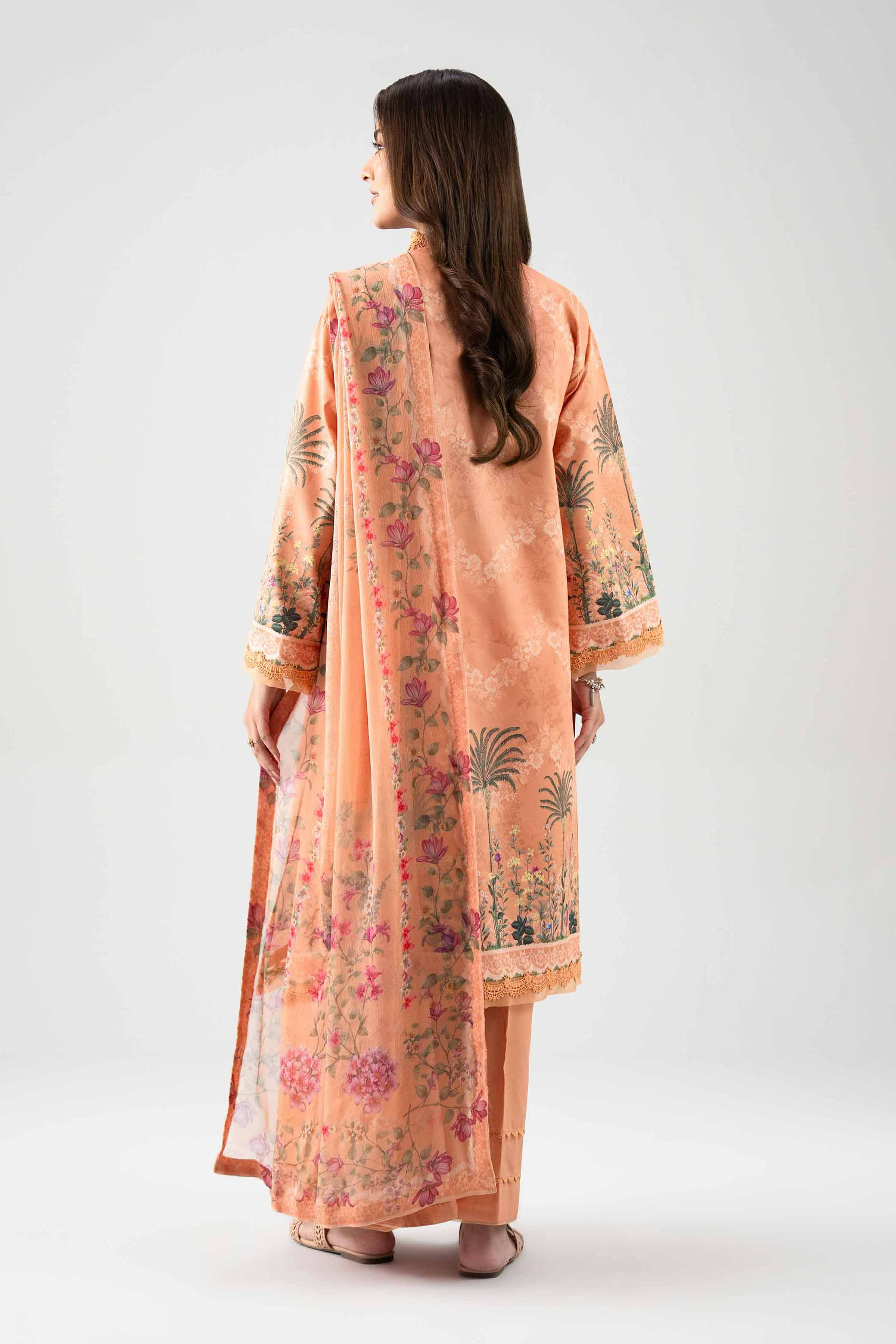 3 Piece - Printed Suit - 42601152 NishatUAE Orange Lawn 3PC Printed Unstitched