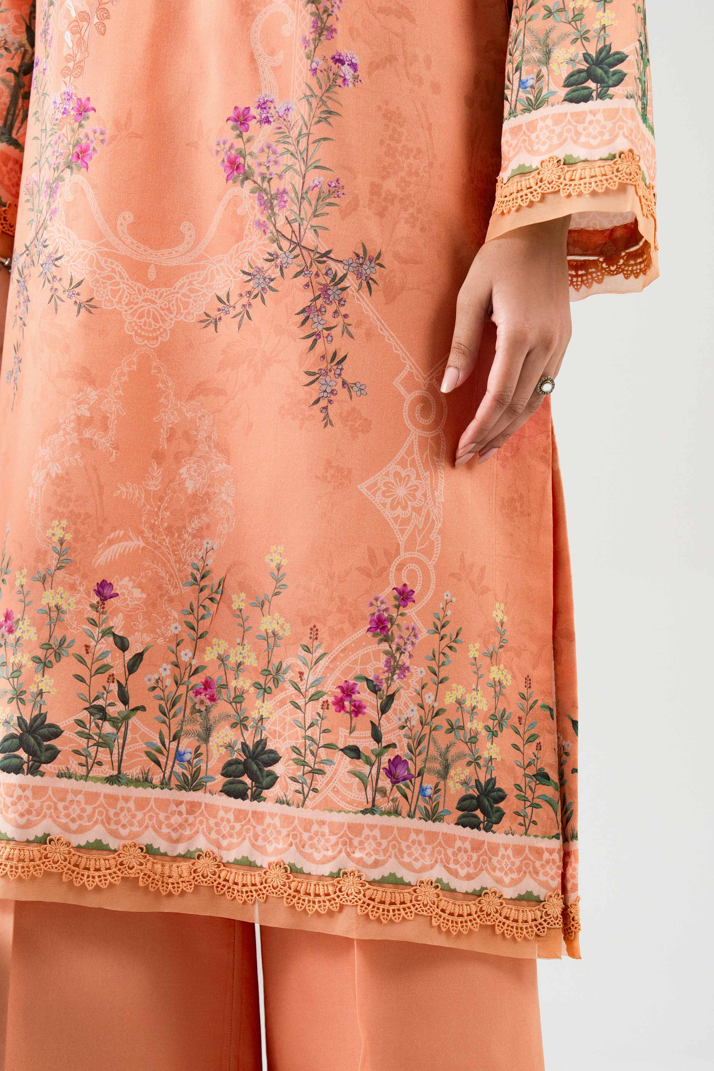 3 Piece - Printed Suit - 42601152 NishatUAE Orange Lawn 3PC Printed Unstitched