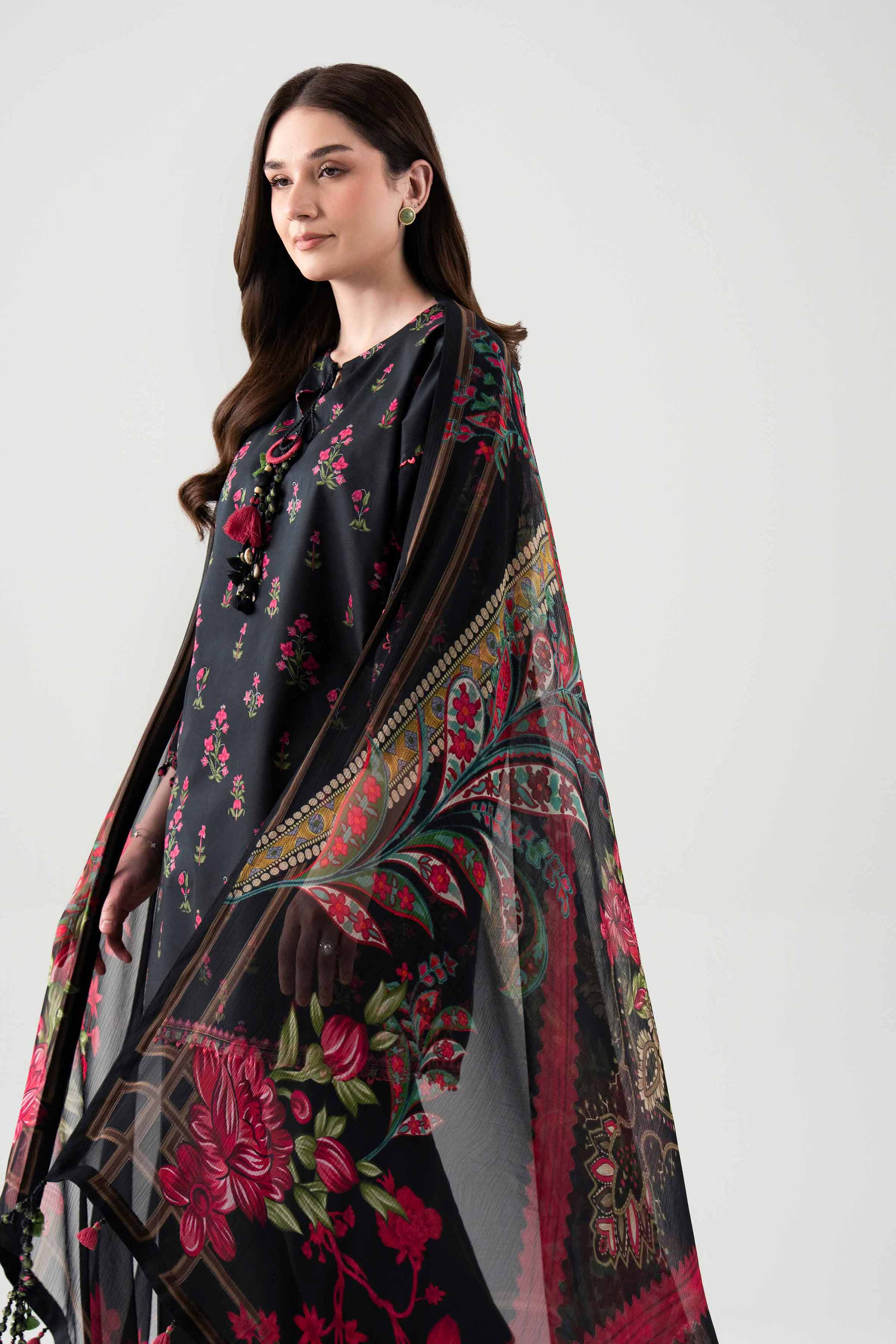 3 Piece - Printed Suit - 42601153 NishatUAE Black Lawn 3PC Printed Unstitched