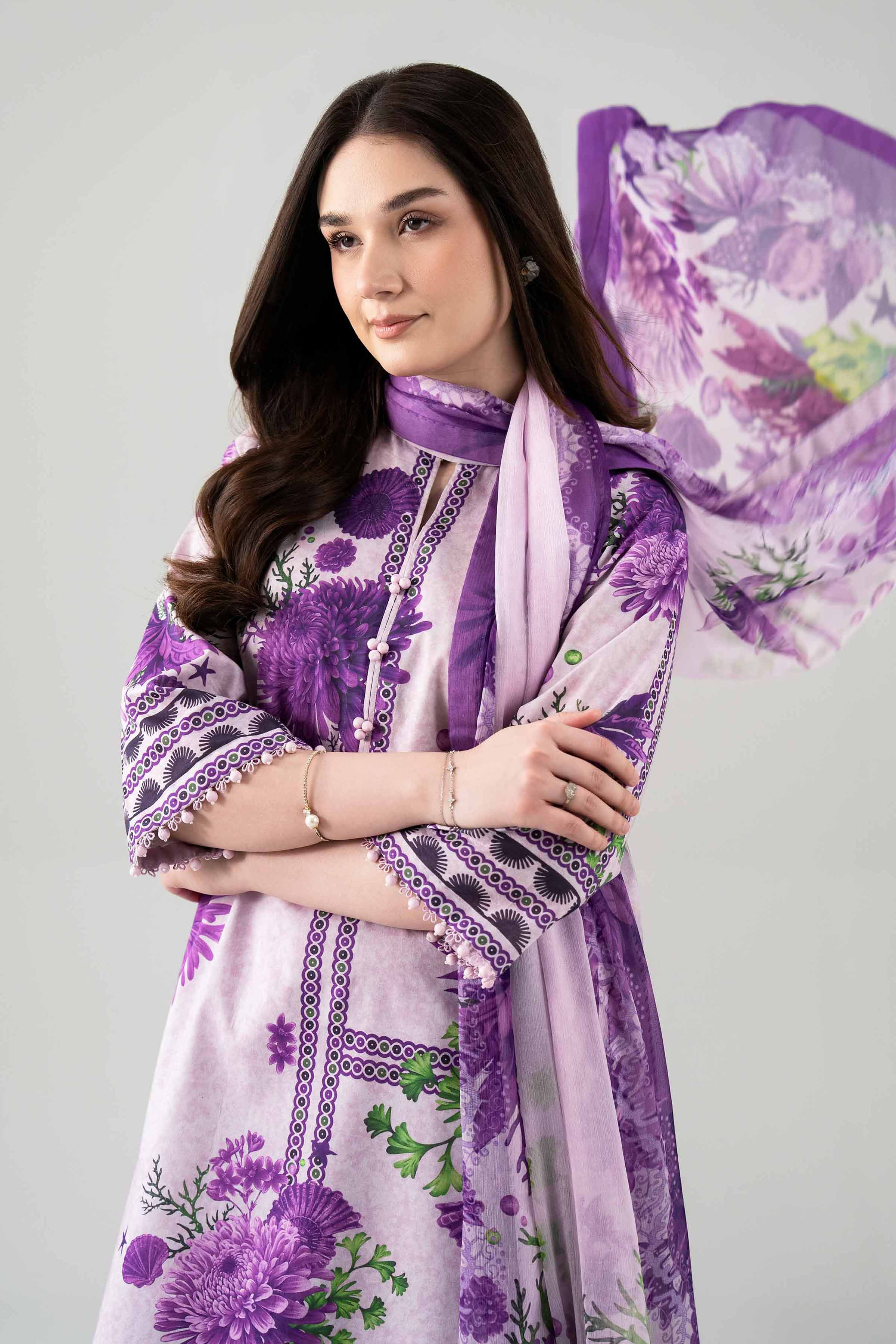 3 Piece - Printed Suit - 42601154 NishatUAE Purple Lawn 3PC Printed Unstitched