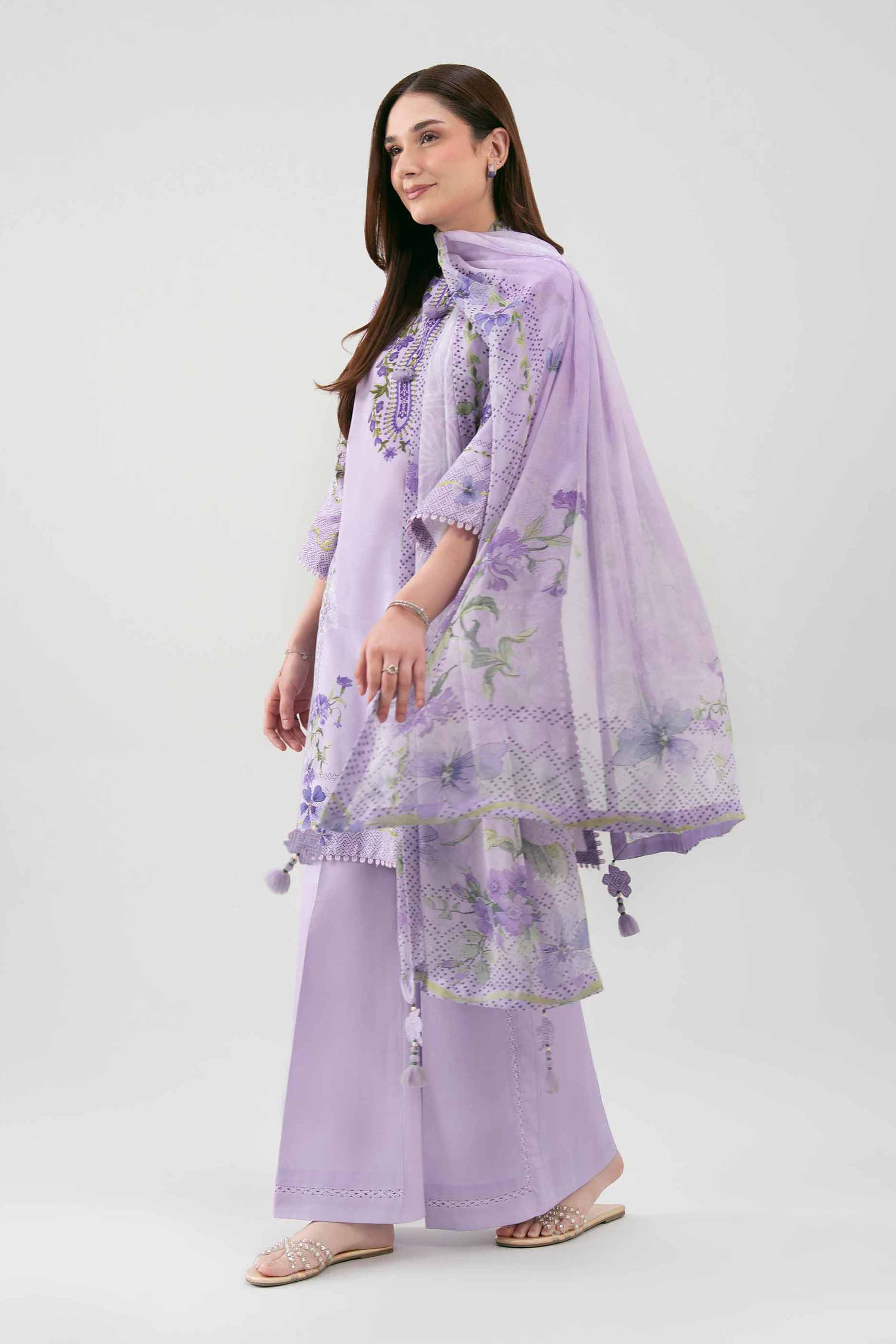 3 Piece - Printed Suit - 42601156 NishatUAE Purple Lawn 3PC Printed Unstitched