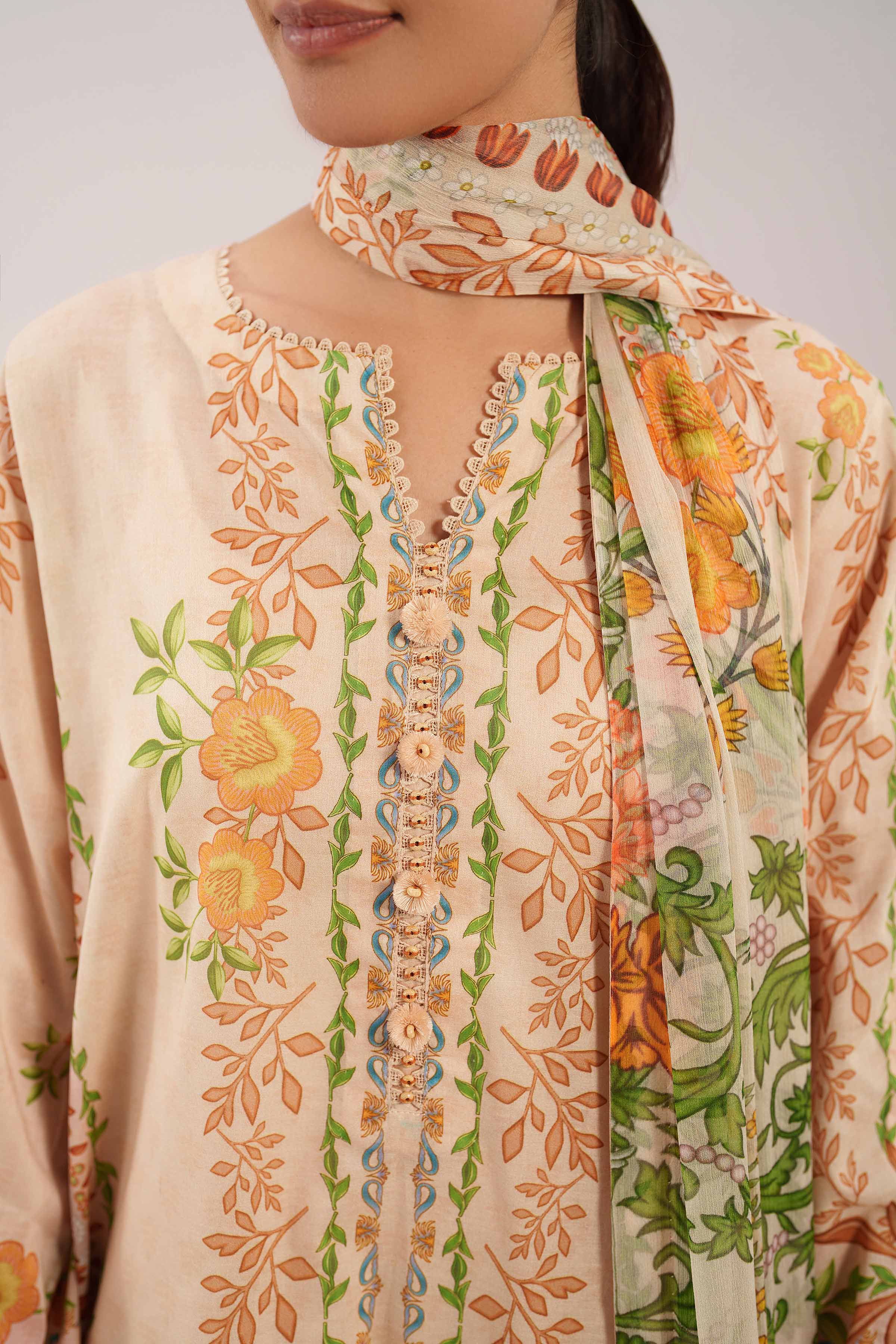 3 Piece - Printed Suit - 42601157 NishatUAE Off White Lawn 3PC Printed Unstitched