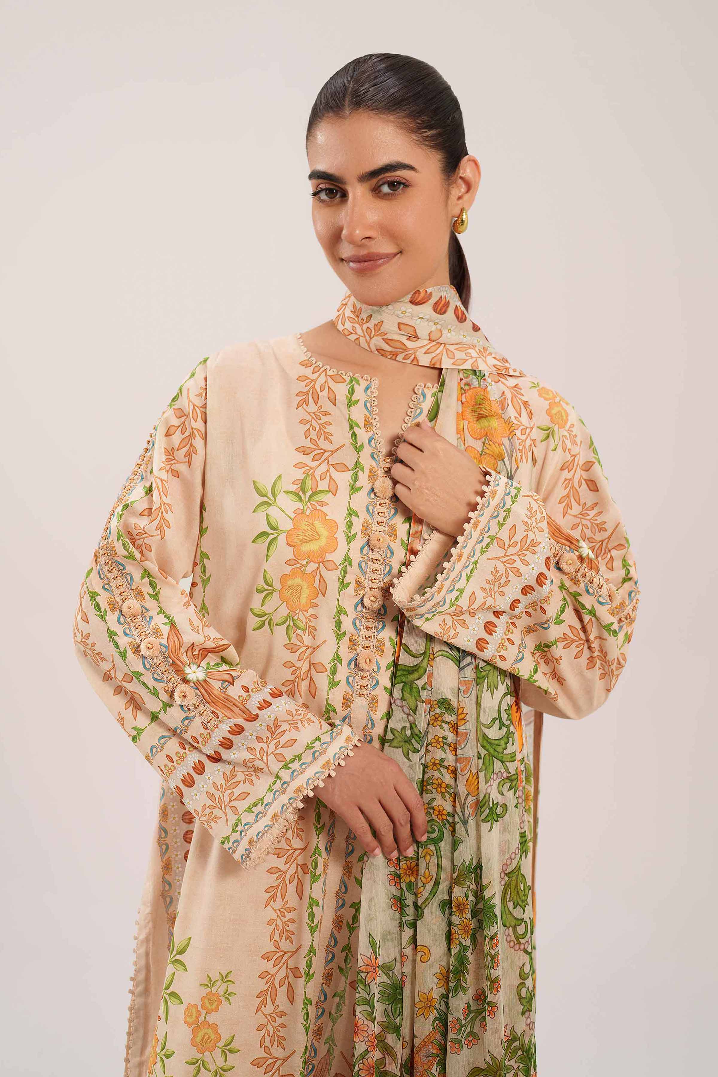 3 Piece - Printed Suit - 42601157 NishatUAE Off White Lawn 3PC Printed Unstitched