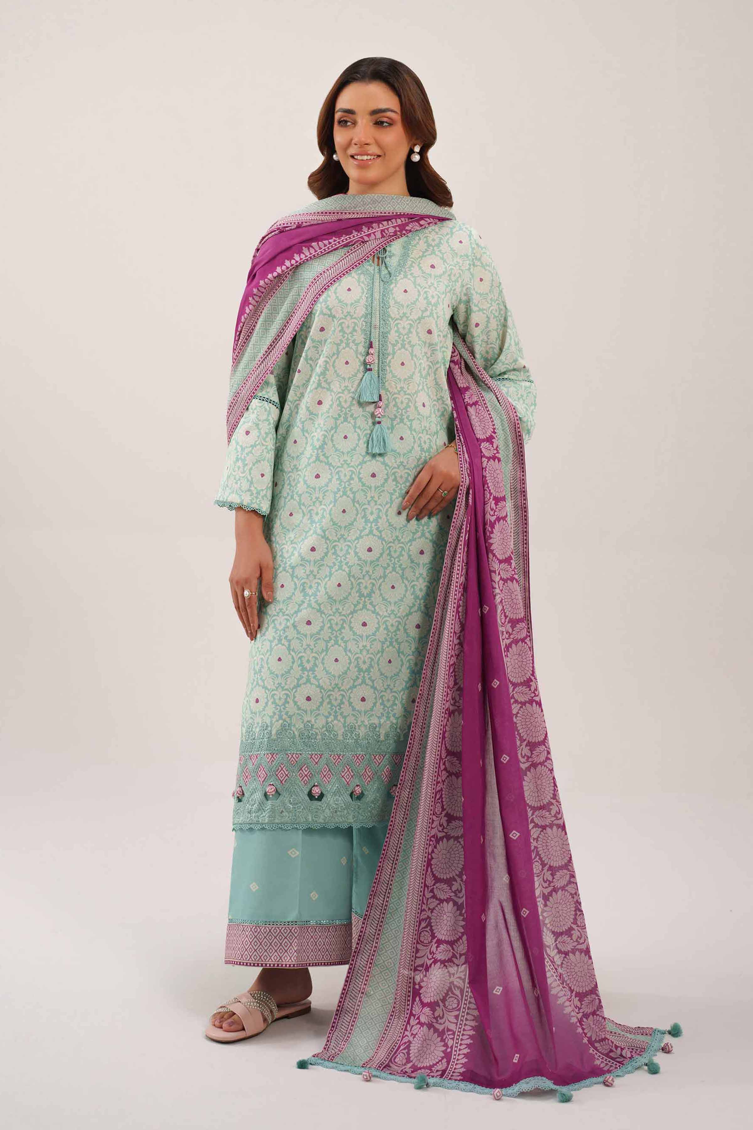 3 Piece - Printed Embroidered Suit - 42601162