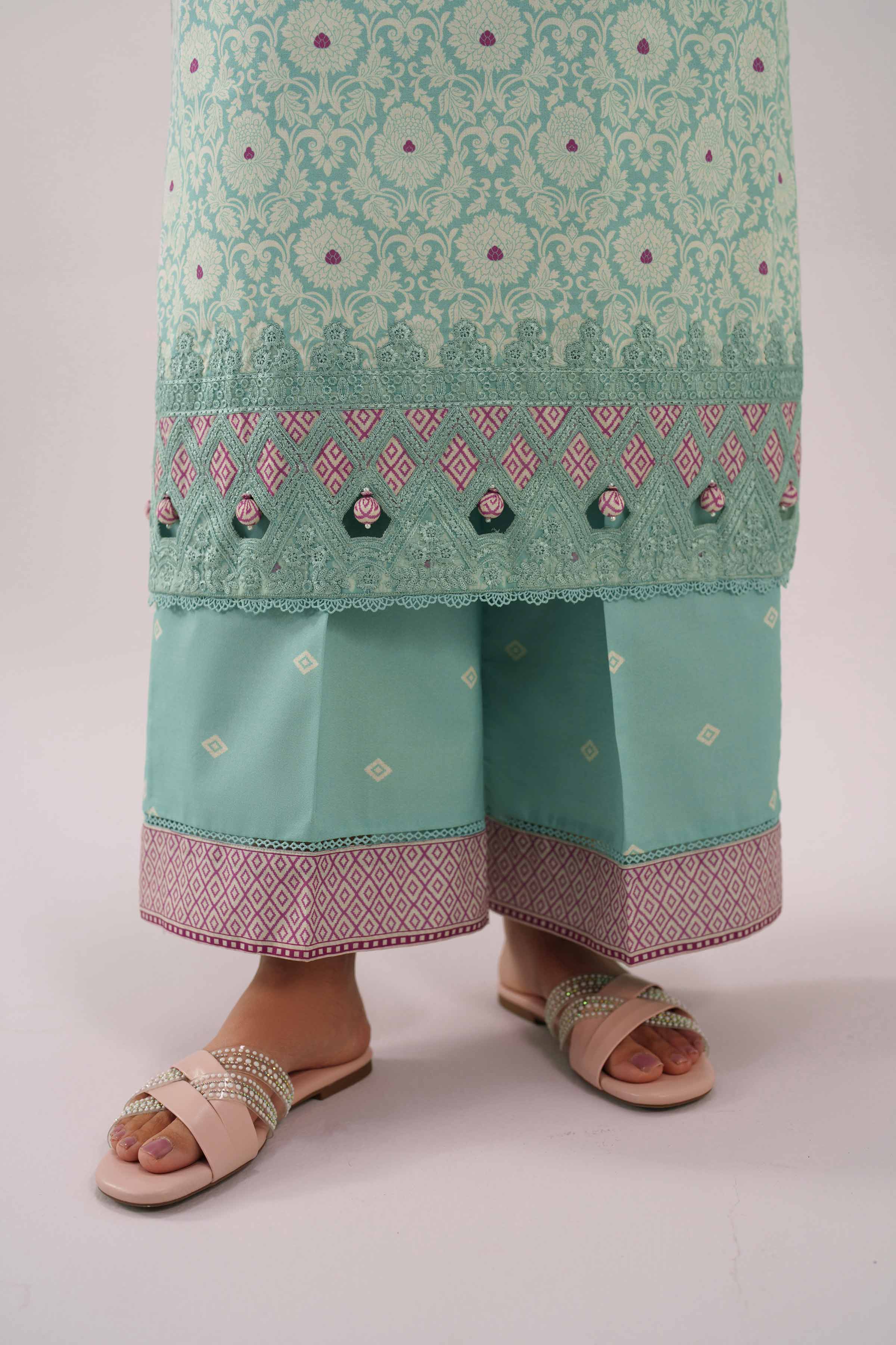 3 Piece - Printed Embroidered Suit - 42601162