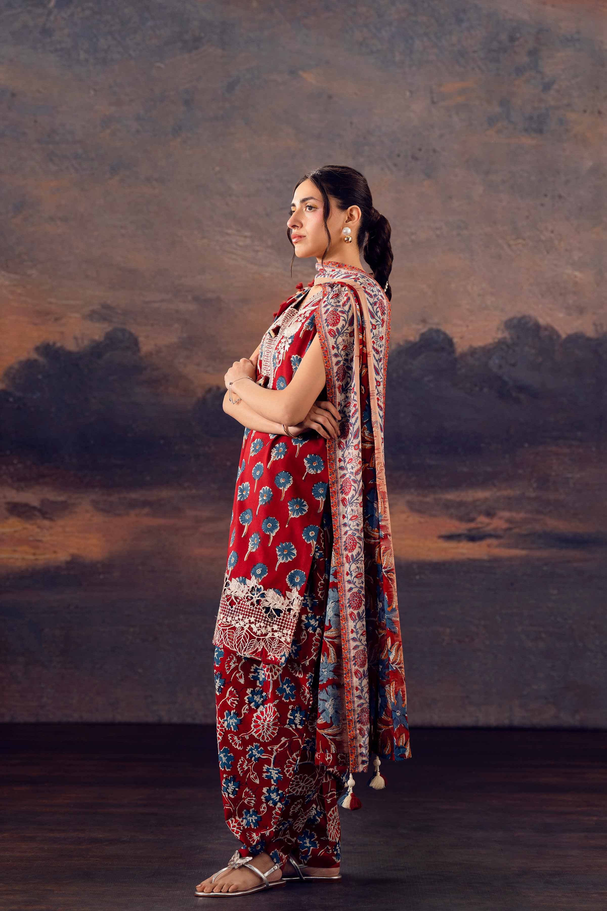 3 Piece - Printed Embroidered Suit - 42601165