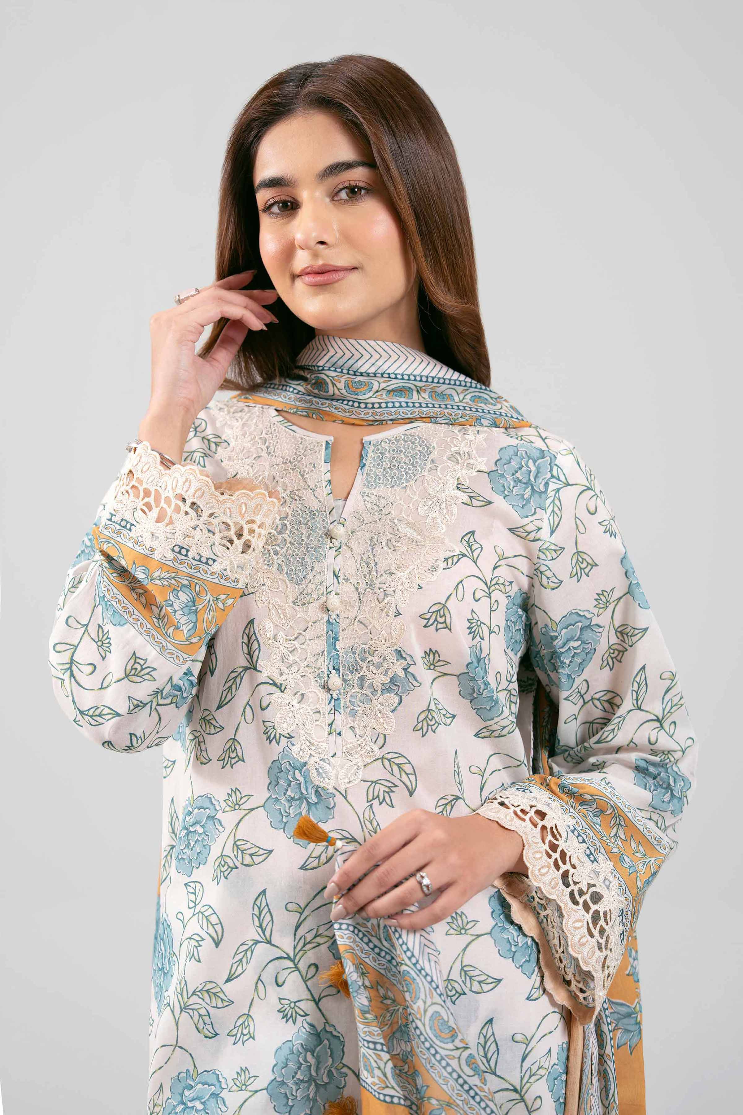 3 Piece - Printed Embroidered Suit - 42601166