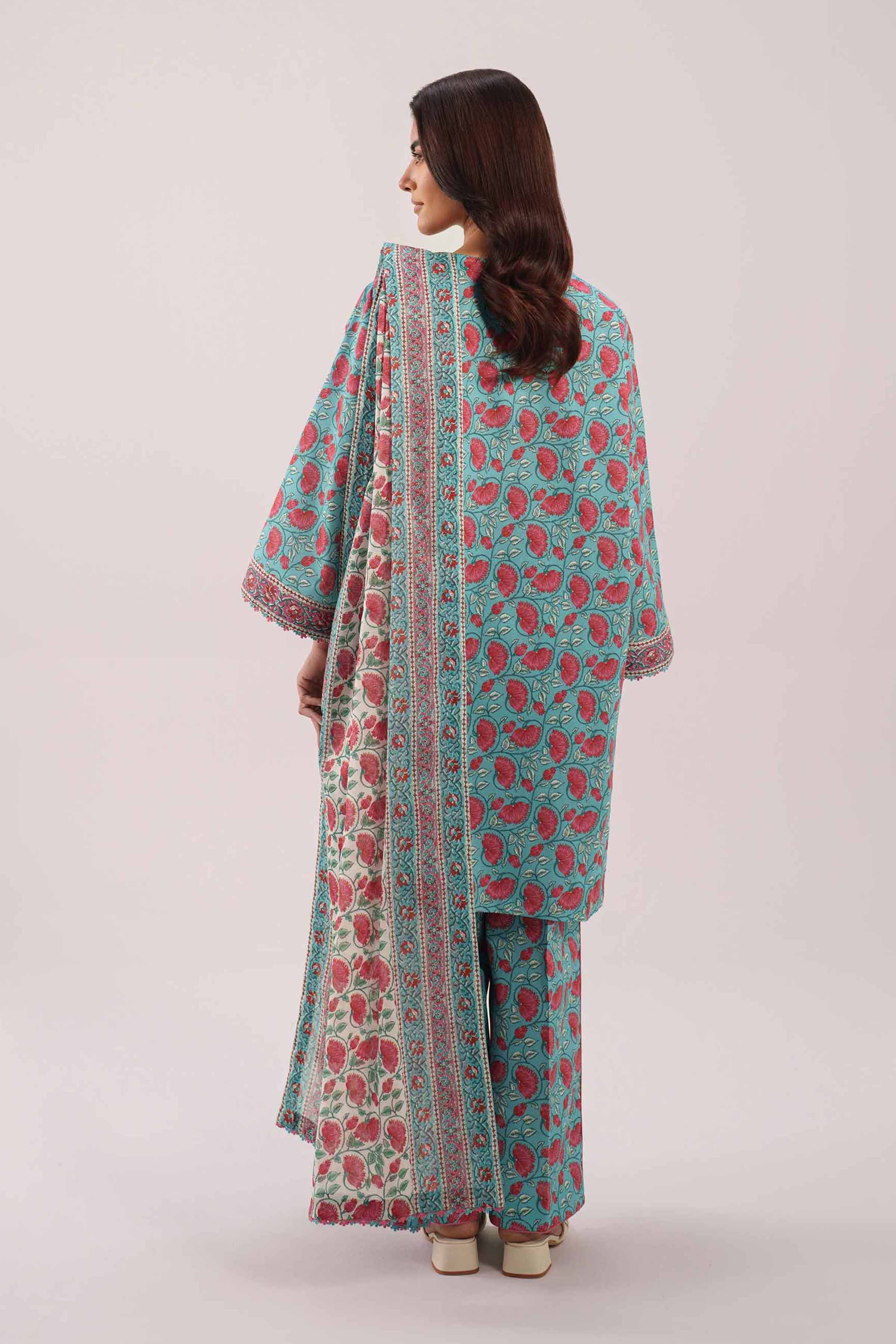 3 Piece - Printed Embroidered Suit - 42601168