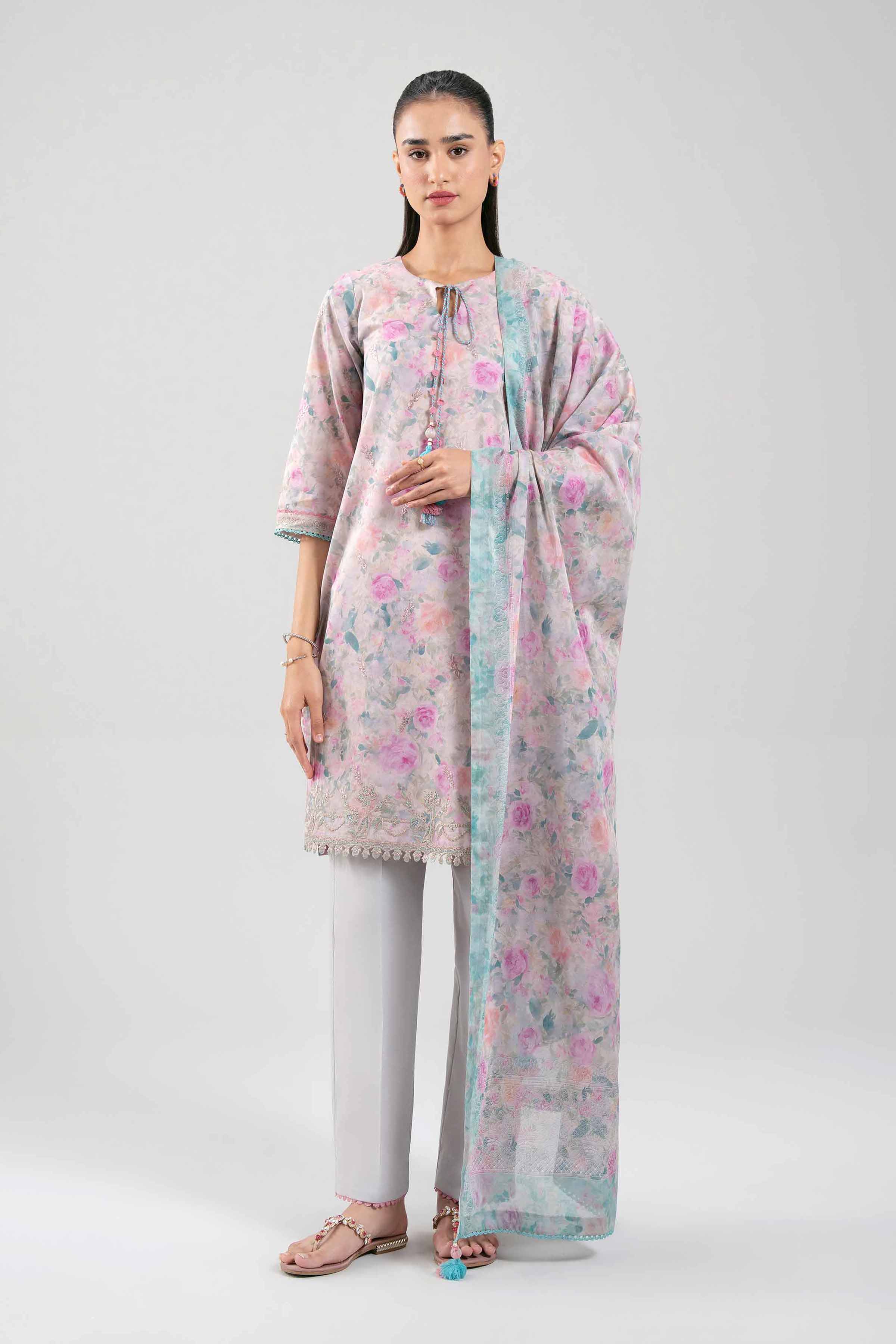 3 Piece - Digital Printed Embroidered Suit - 42601192