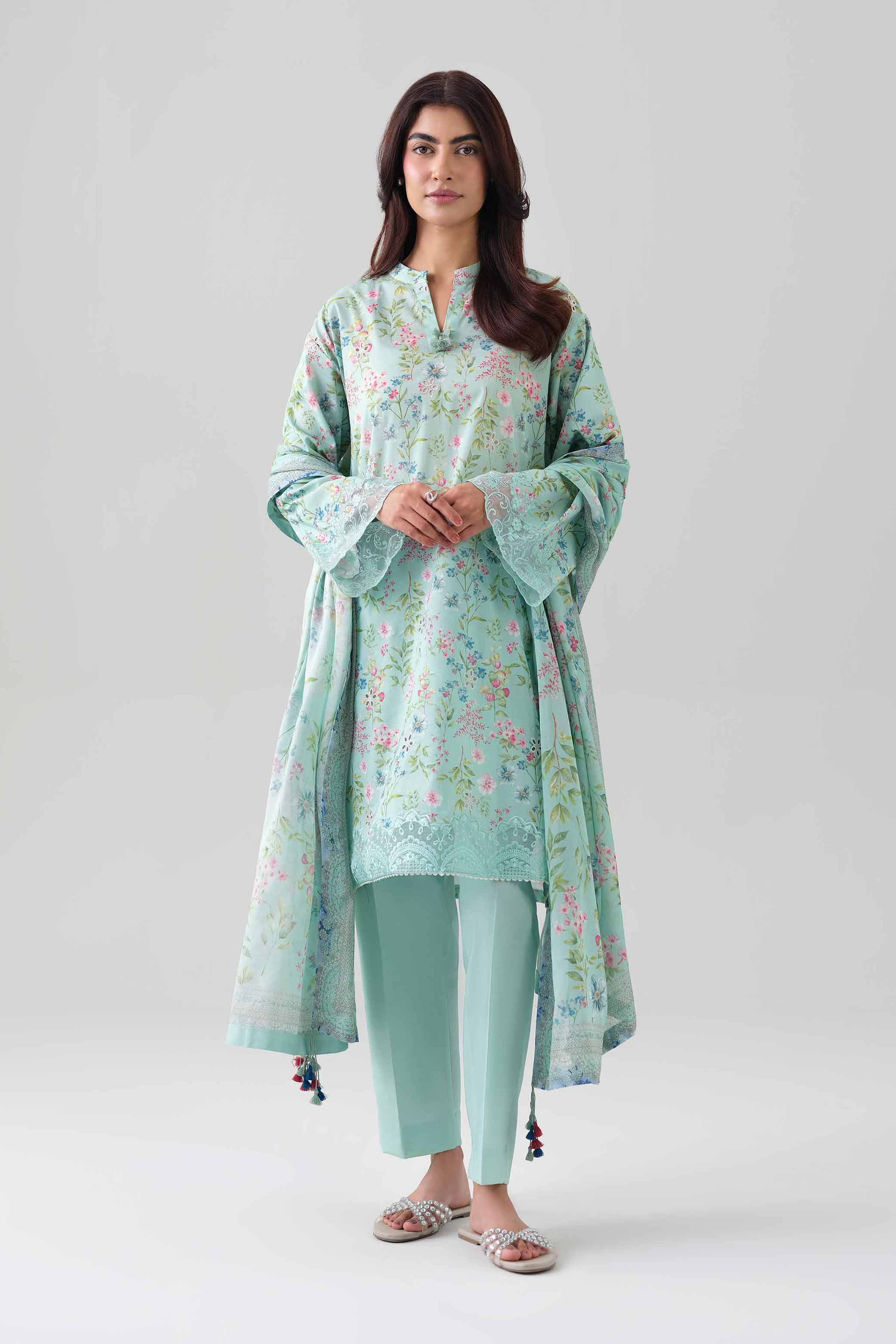 3 Piece - Digital Printed Embroidered Suit - 42601194