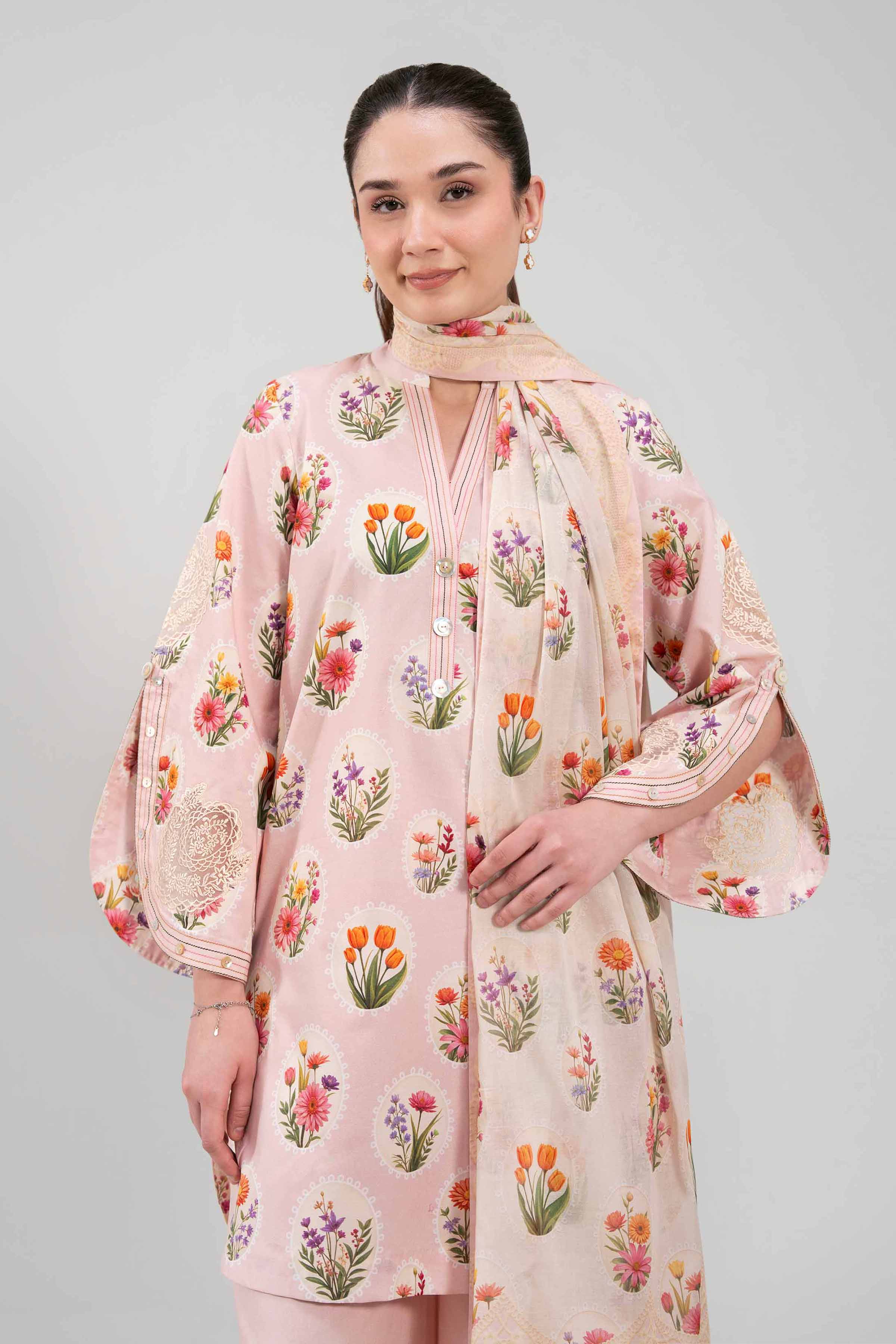 3 Piece - Digital Printed Embroidered Suit - 42601196