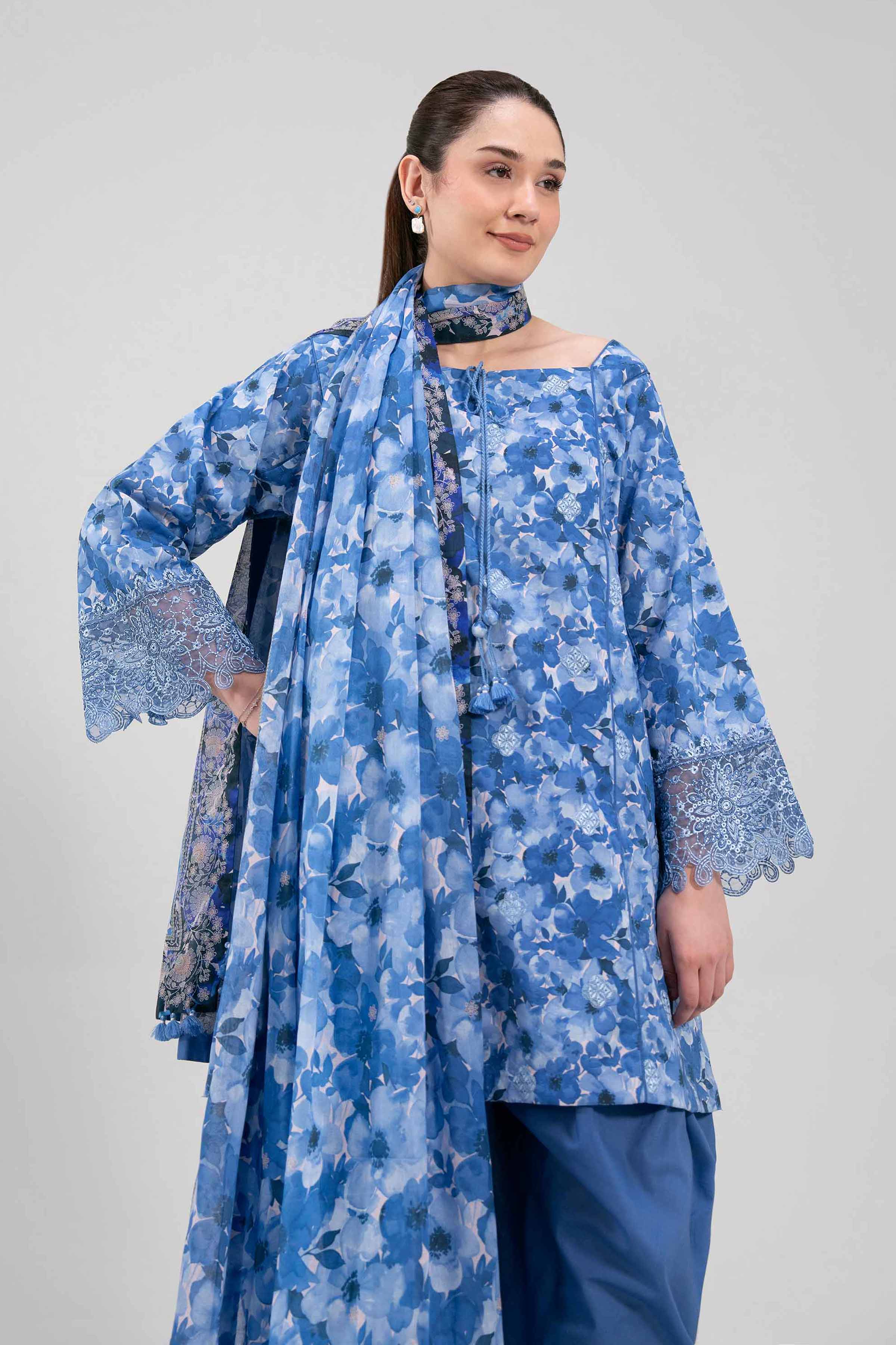 3 Piece - Digital Printed Embroidered Suit - 42601198