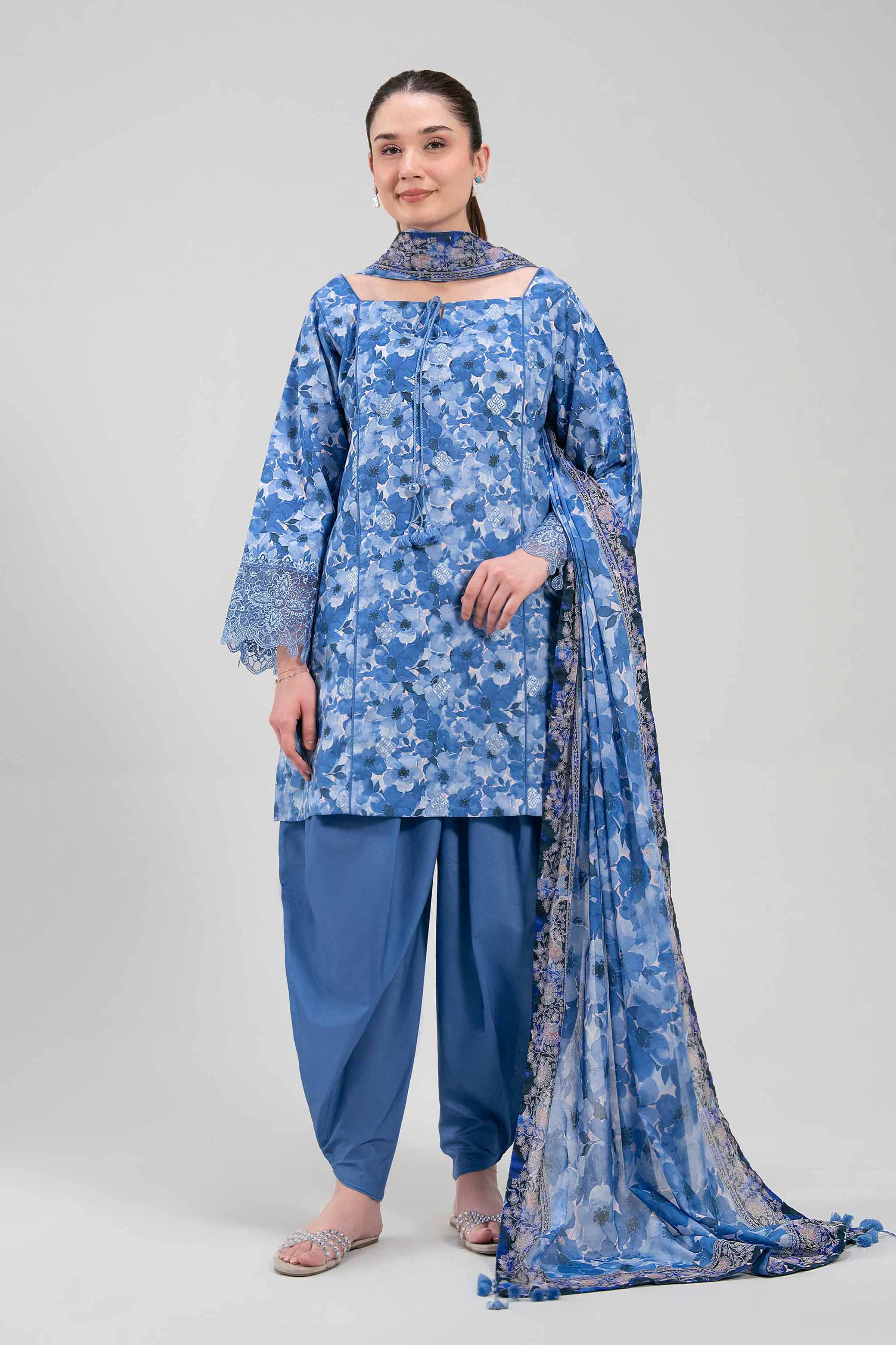 3 Piece - Digital Printed Embroidered Suit - 42601198
