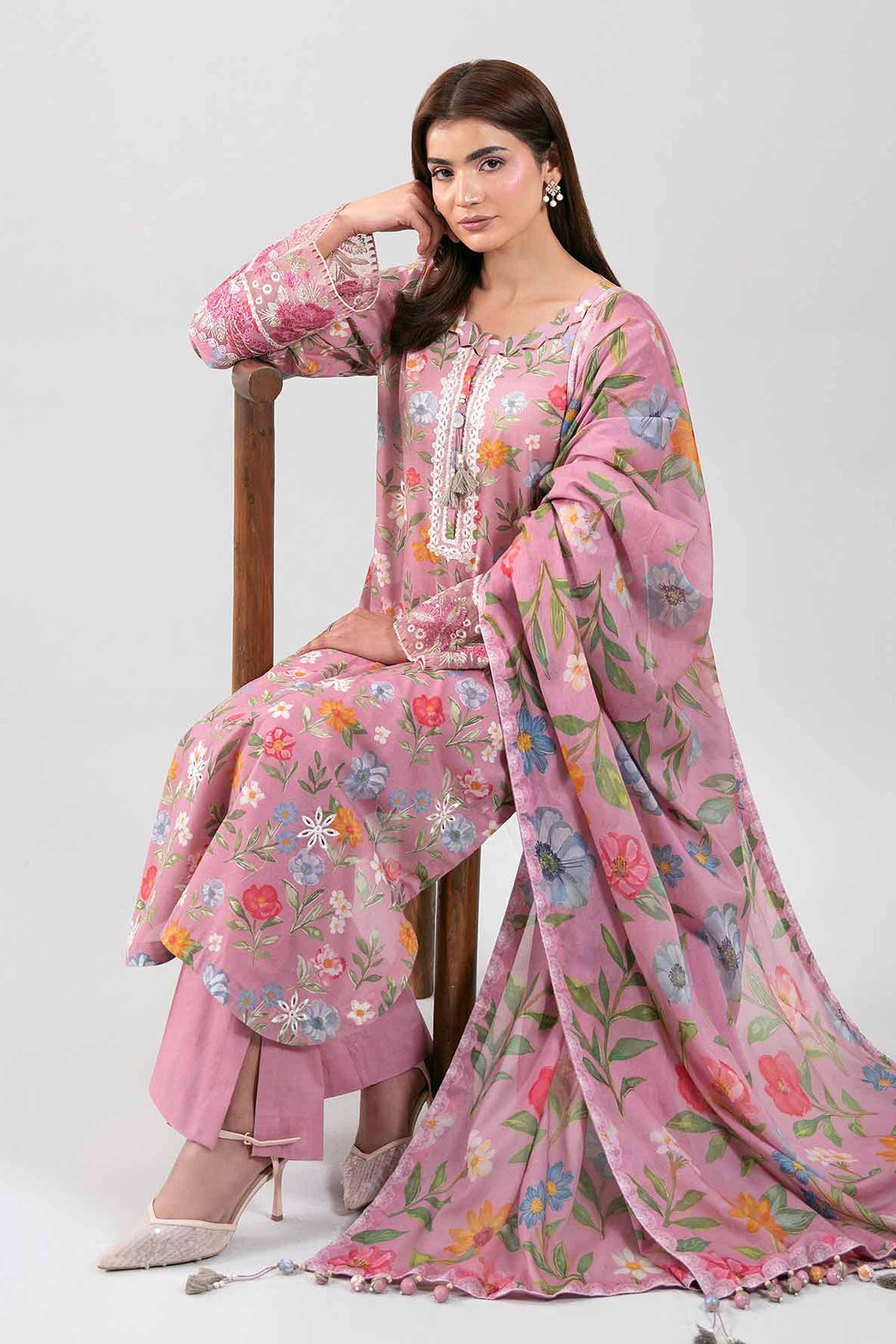 3 Piece - Digital Printed Embroidered Suit - 42601199