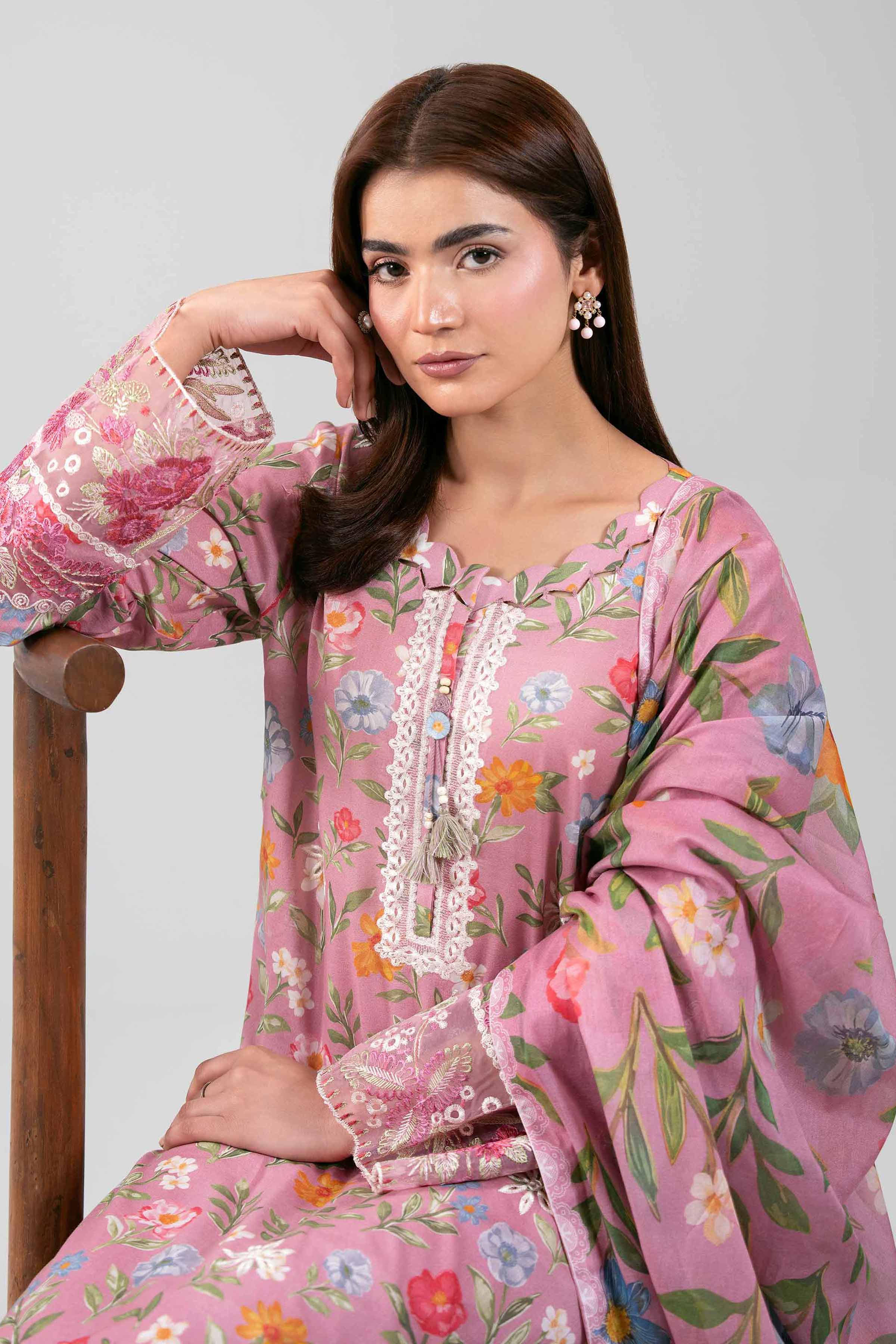 3 Piece - Digital Printed Embroidered Suit - 42601199