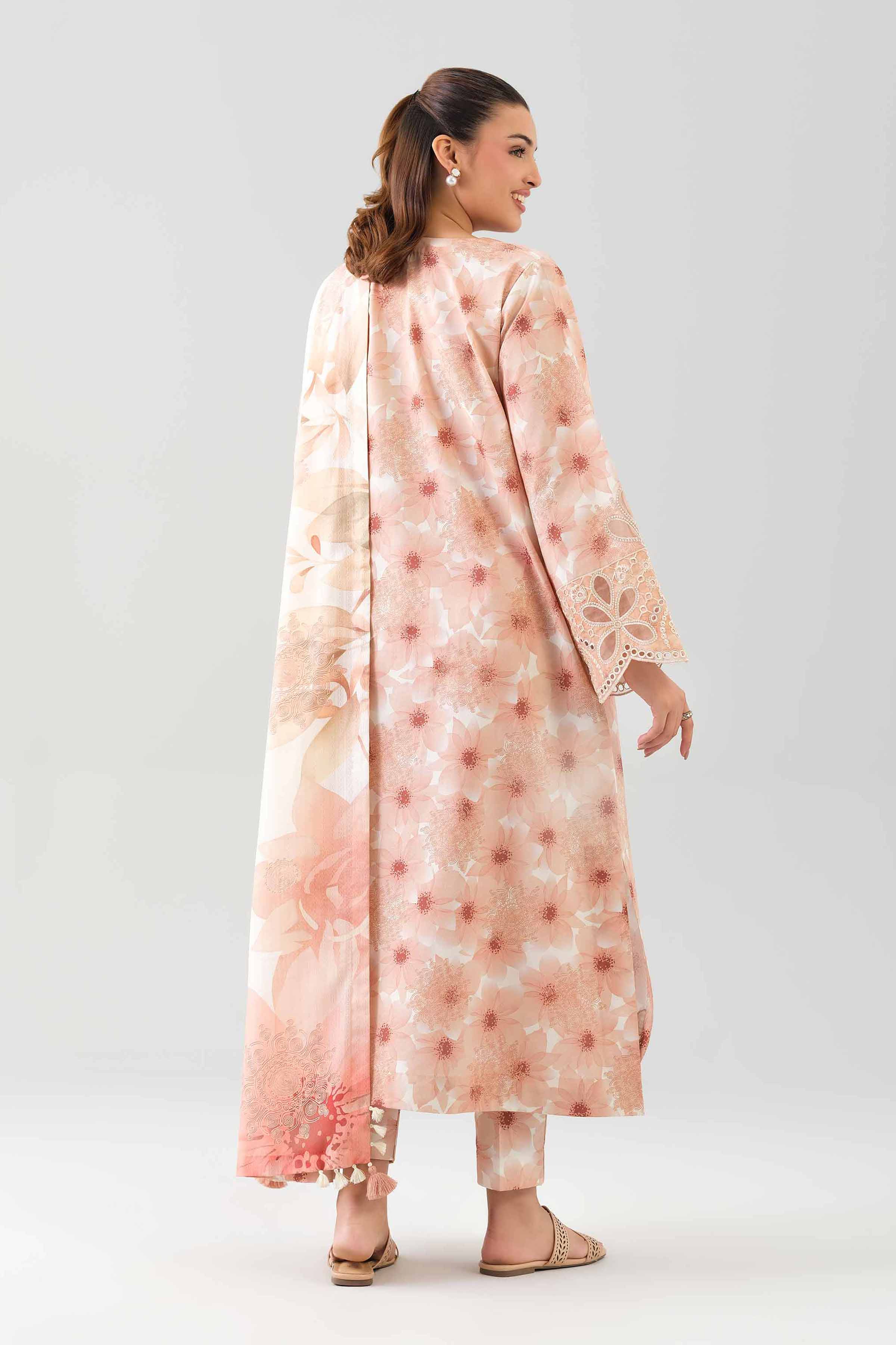3 Piece - Embroidered Suit - 42601203 NishatUAE Pink Lawn 3PC Embroidered Unstitched