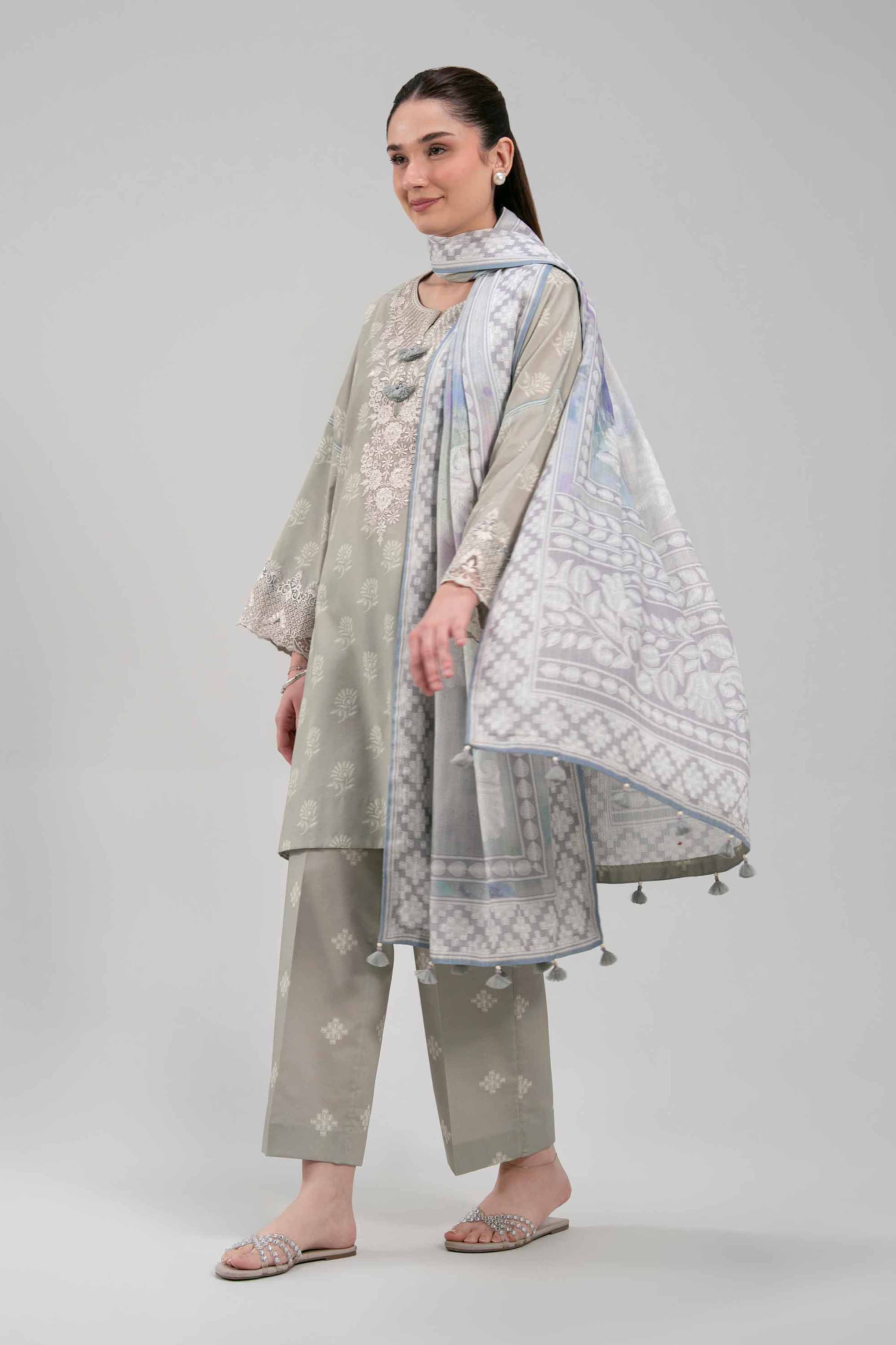 3 Piece - Digital Printed Embroidered Suit - 42601204