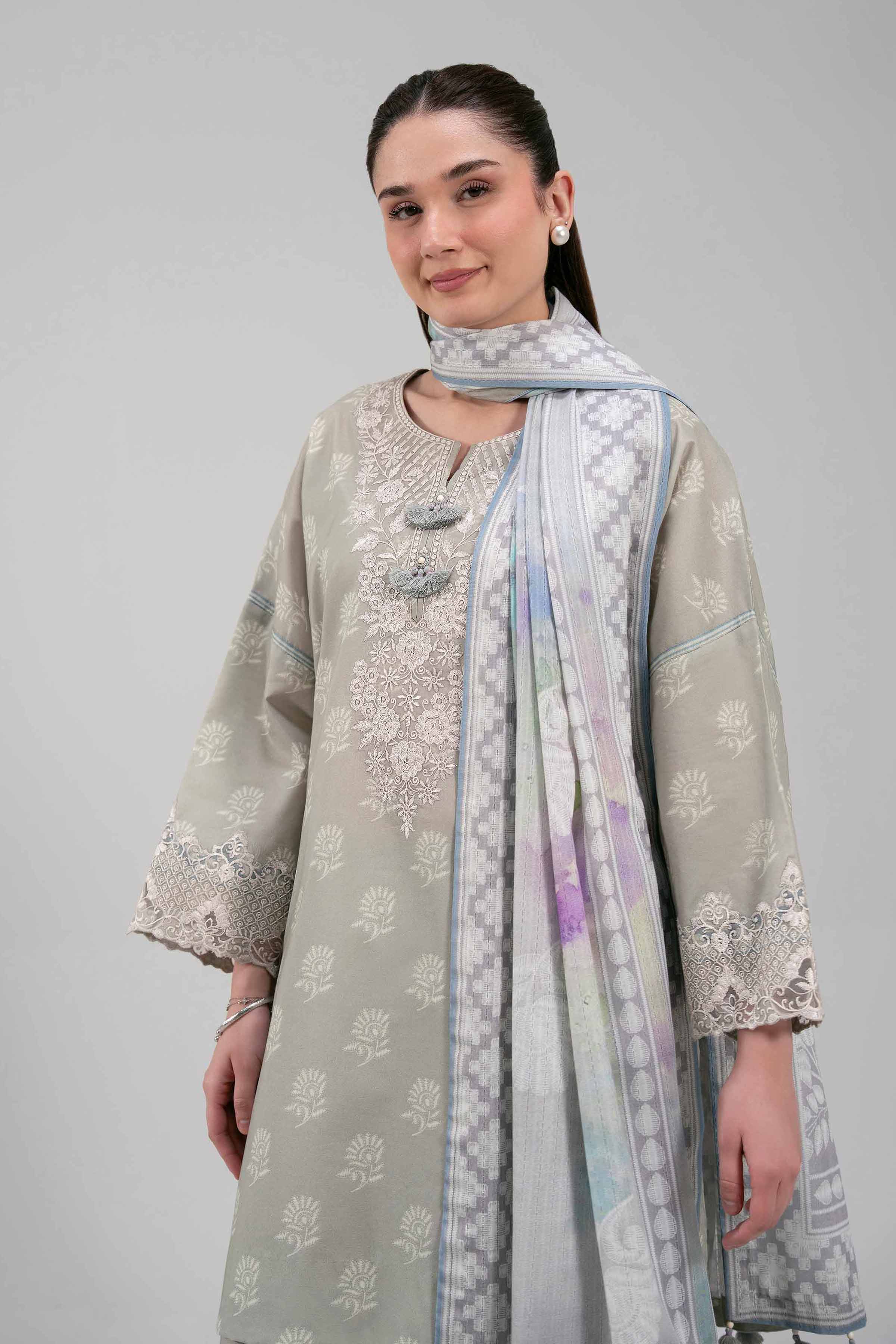 3 Piece - Embroidered Suit - 42601204 NishatUAE Green Lawn 3PC Embroidered Unstitched