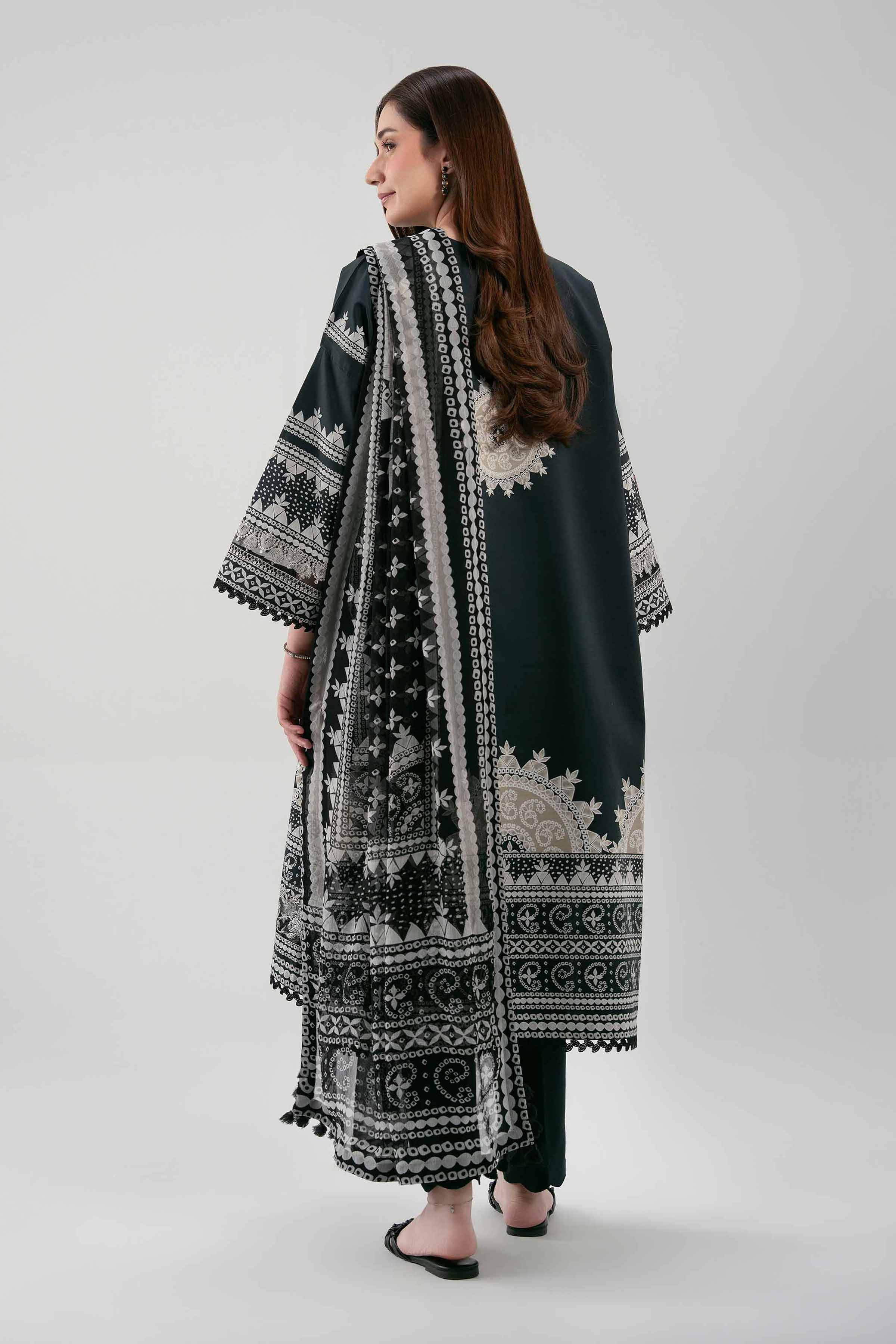 3 Piece - Embroidered Suit - 42601212 NishatUAE Black Cambric 3PC Embroidered Unstitched