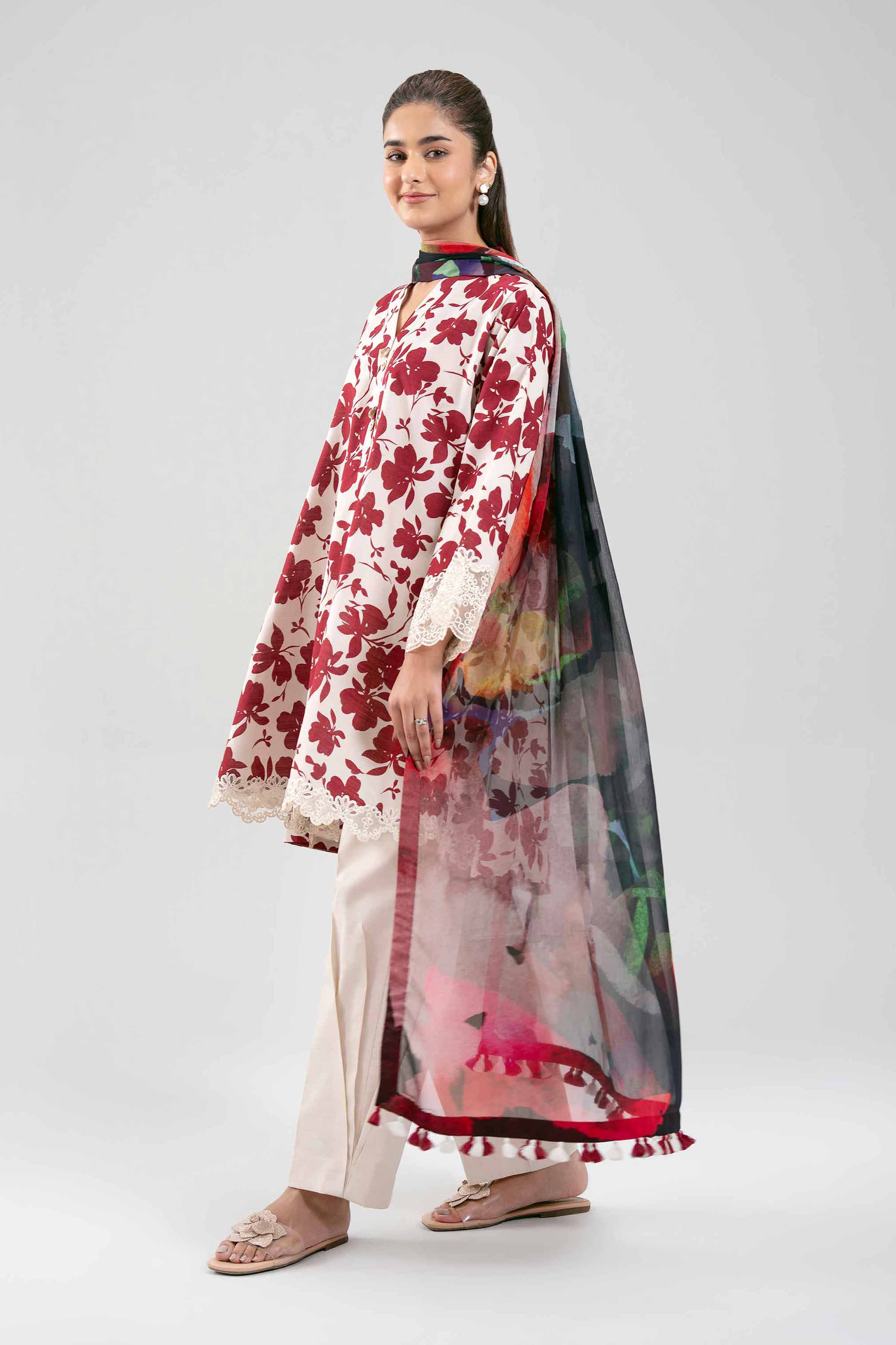 3 Piece - Digital Printed Embroidered Suit - 42601219