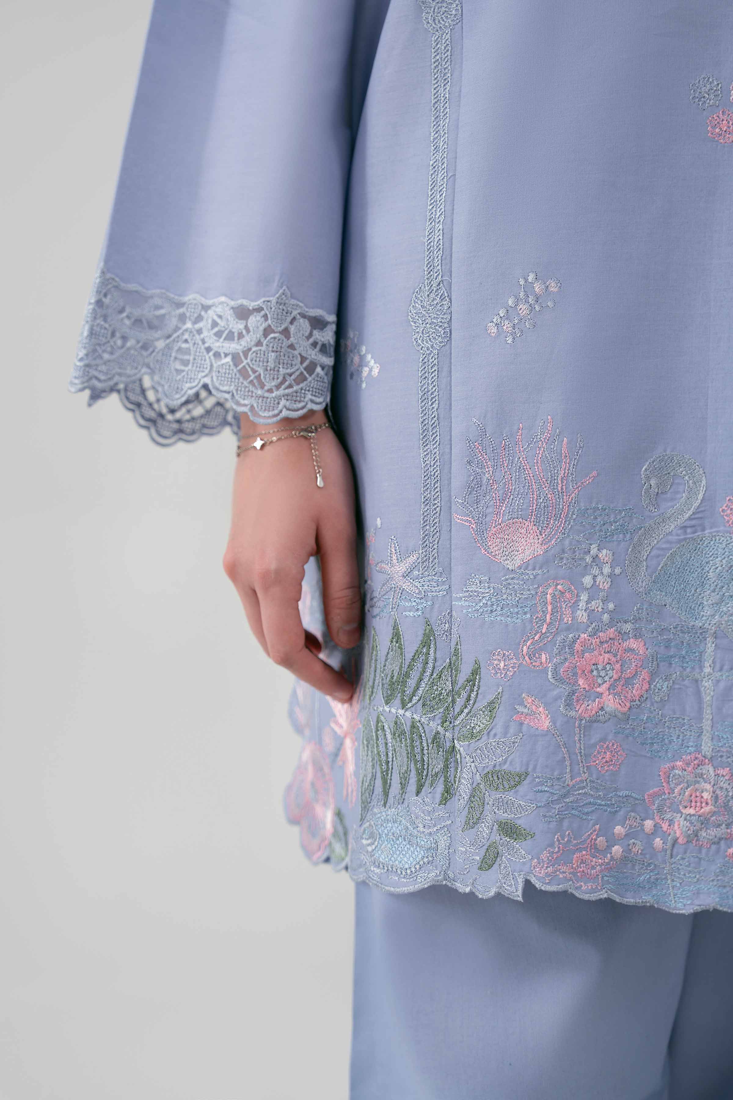 3 Piece - Embroidered Suit - 42601222 NishatUAE Grey Lawn 3PC Embroidered Unstitched