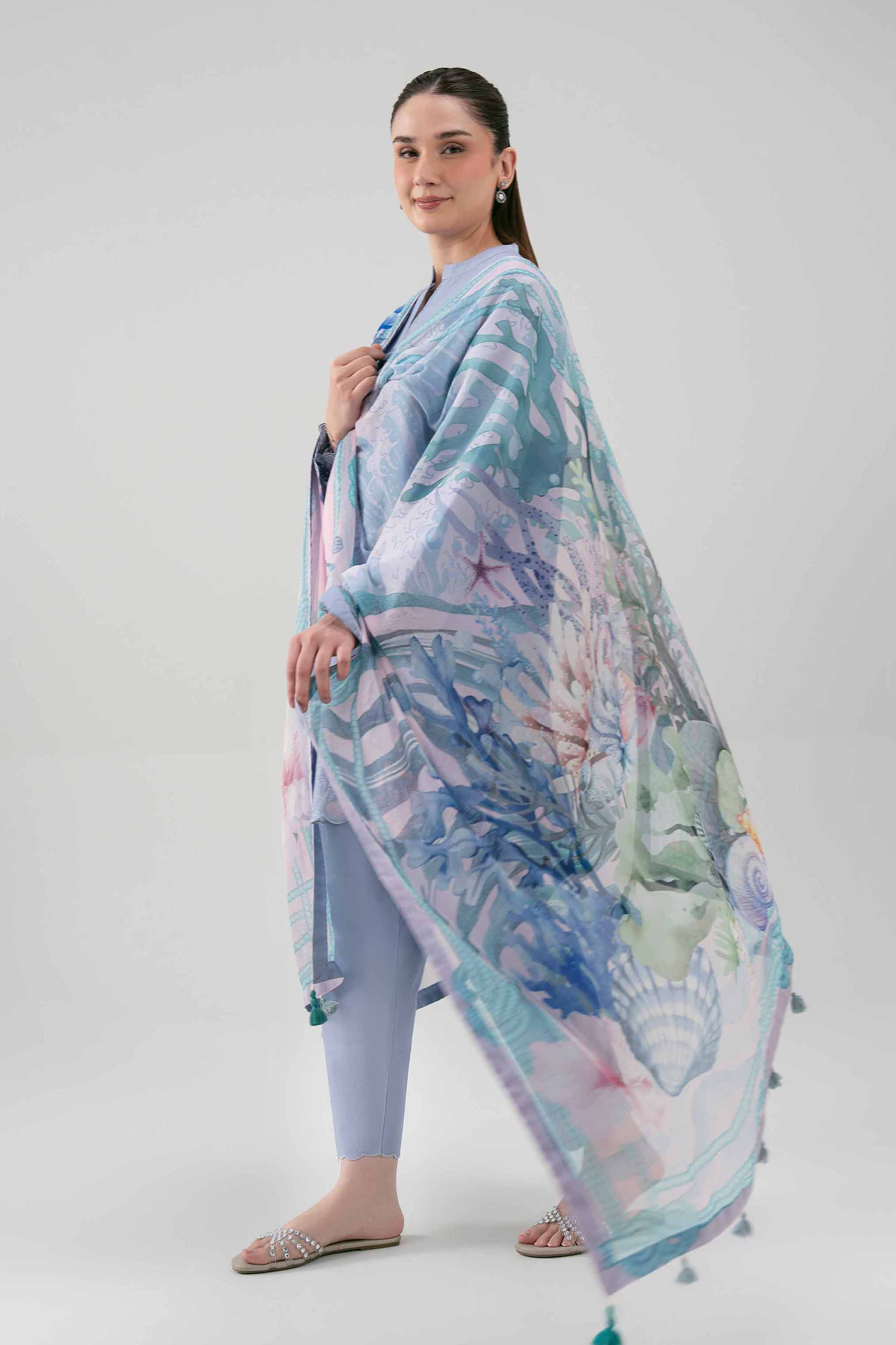 3 Piece - Digital Printed Embroidered Suit - 42601222