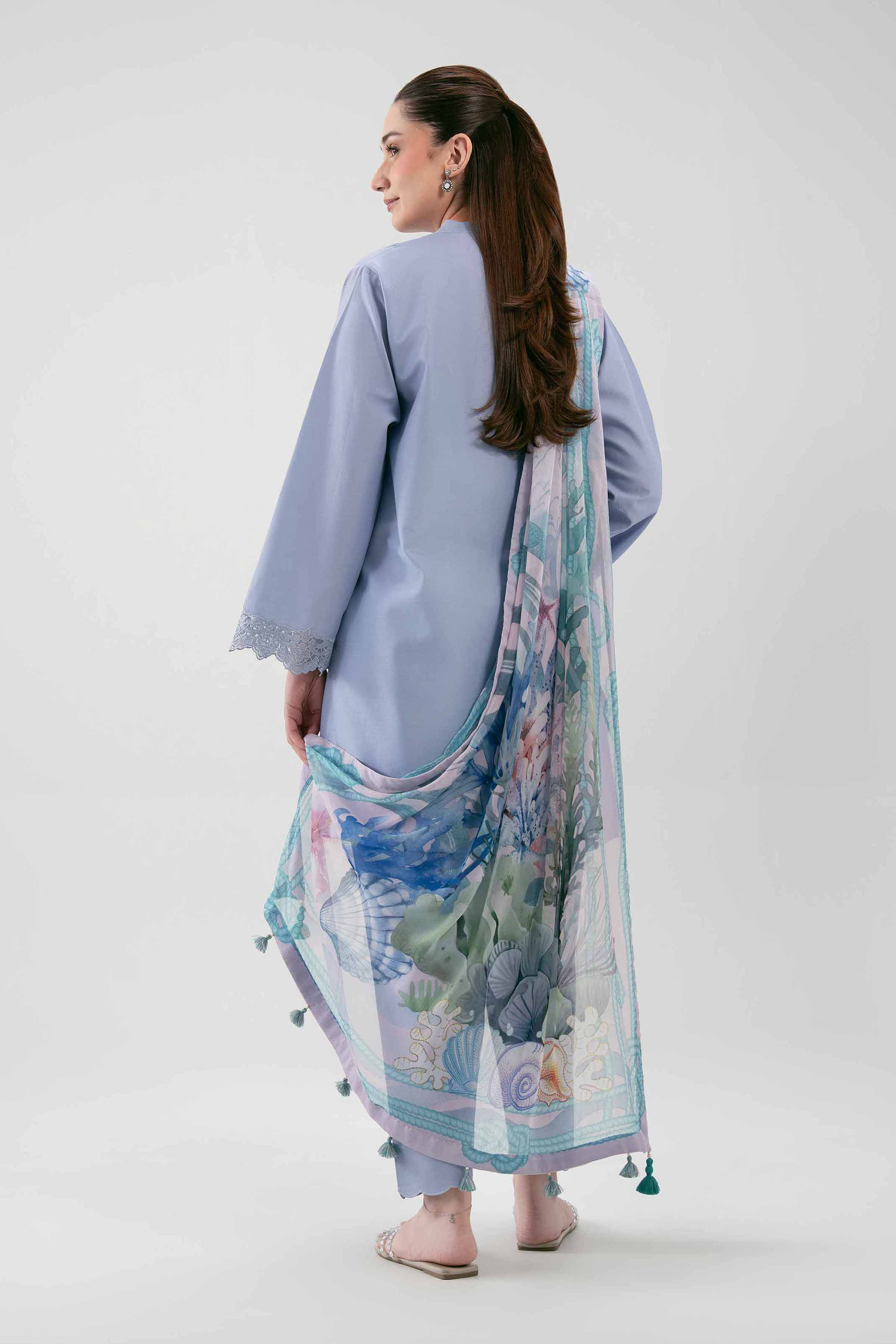 3 Piece - Embroidered Suit - 42601222 NishatUAE Grey Lawn 3PC Embroidered Unstitched