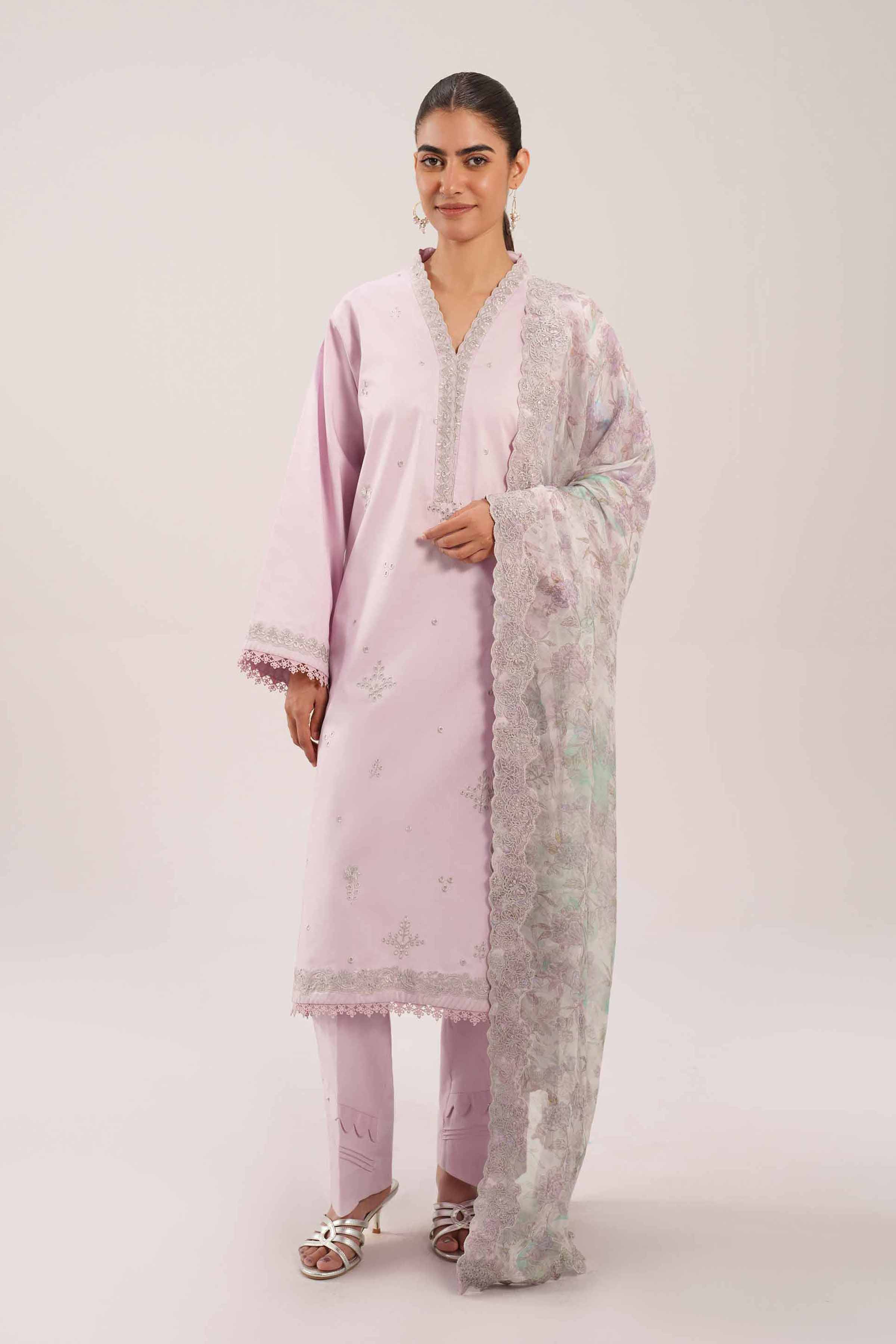 3 Piece - Digital Printed Embroidered Suit - 42601235