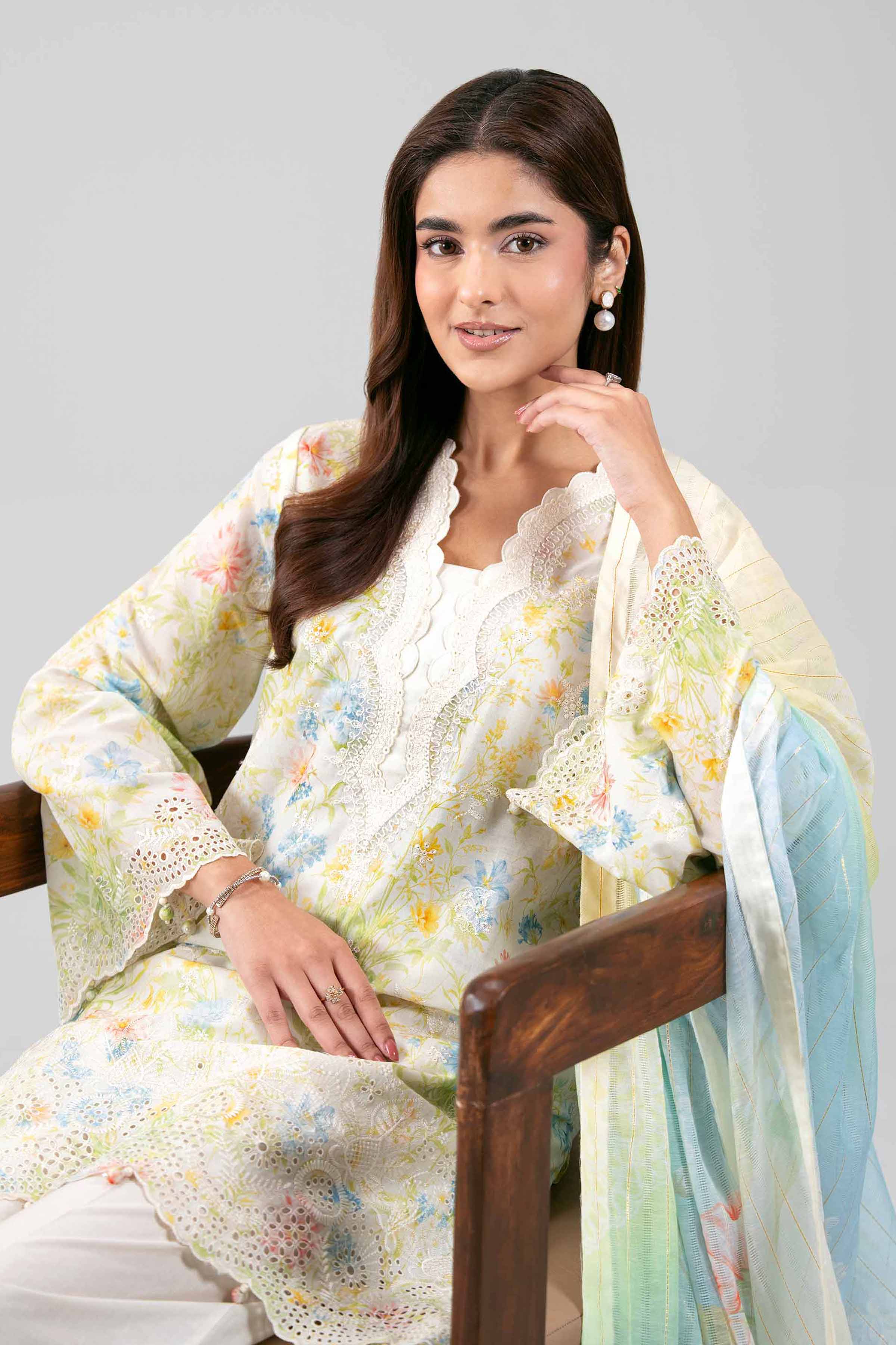 3 Piece - Digital Printed Embroidered Suit - 42601238