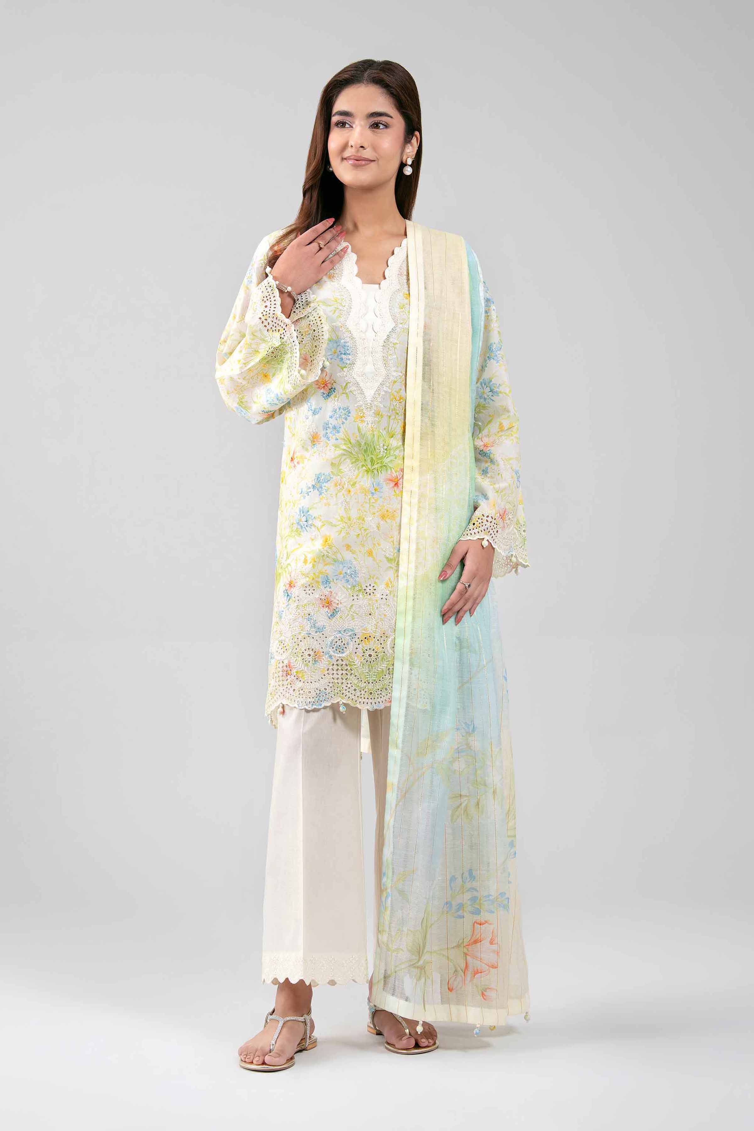 3 Piece - Digital Printed Embroidered Suit - 42601238