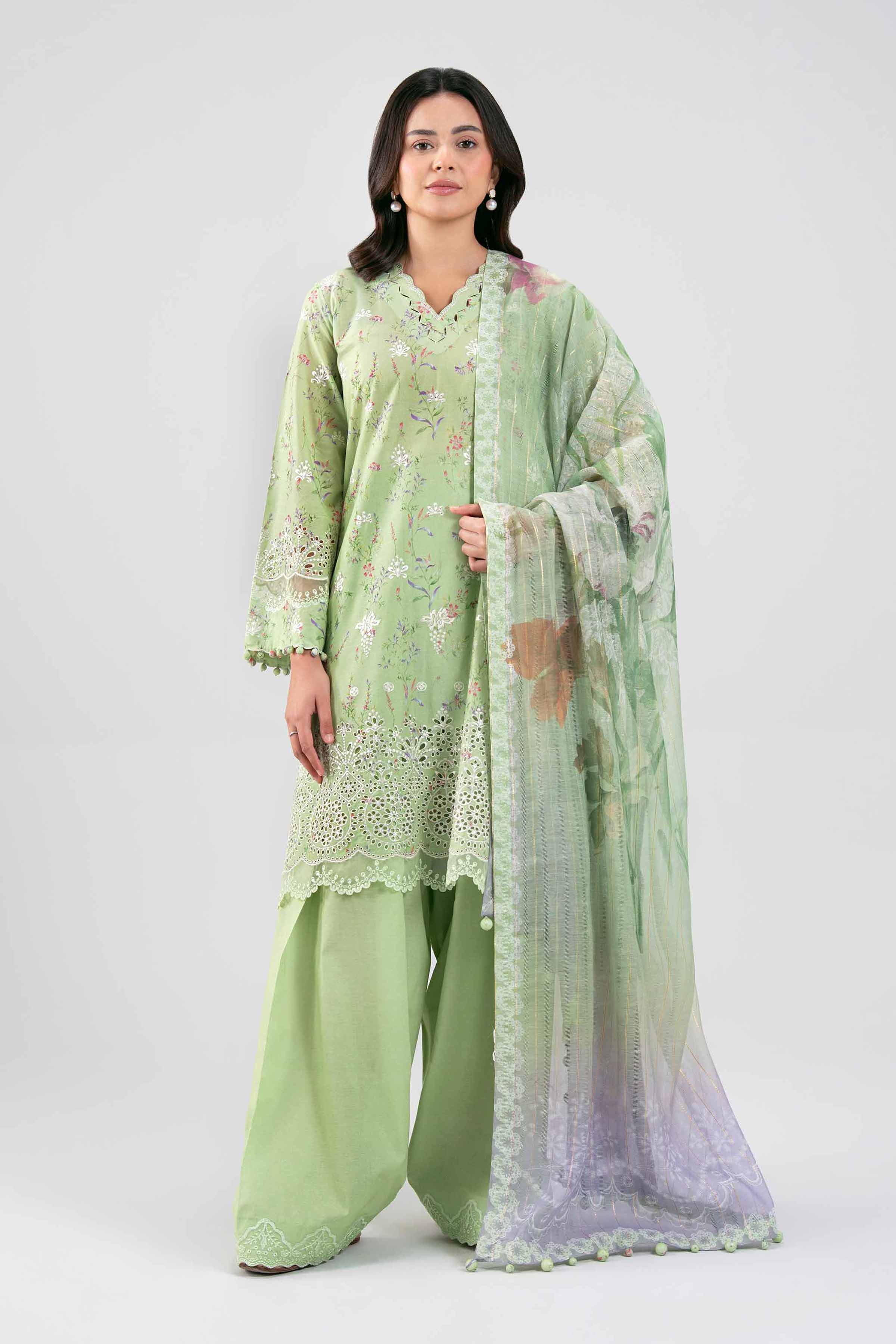 3 Piece - Digital Printed Embroidered Suit - 42601239