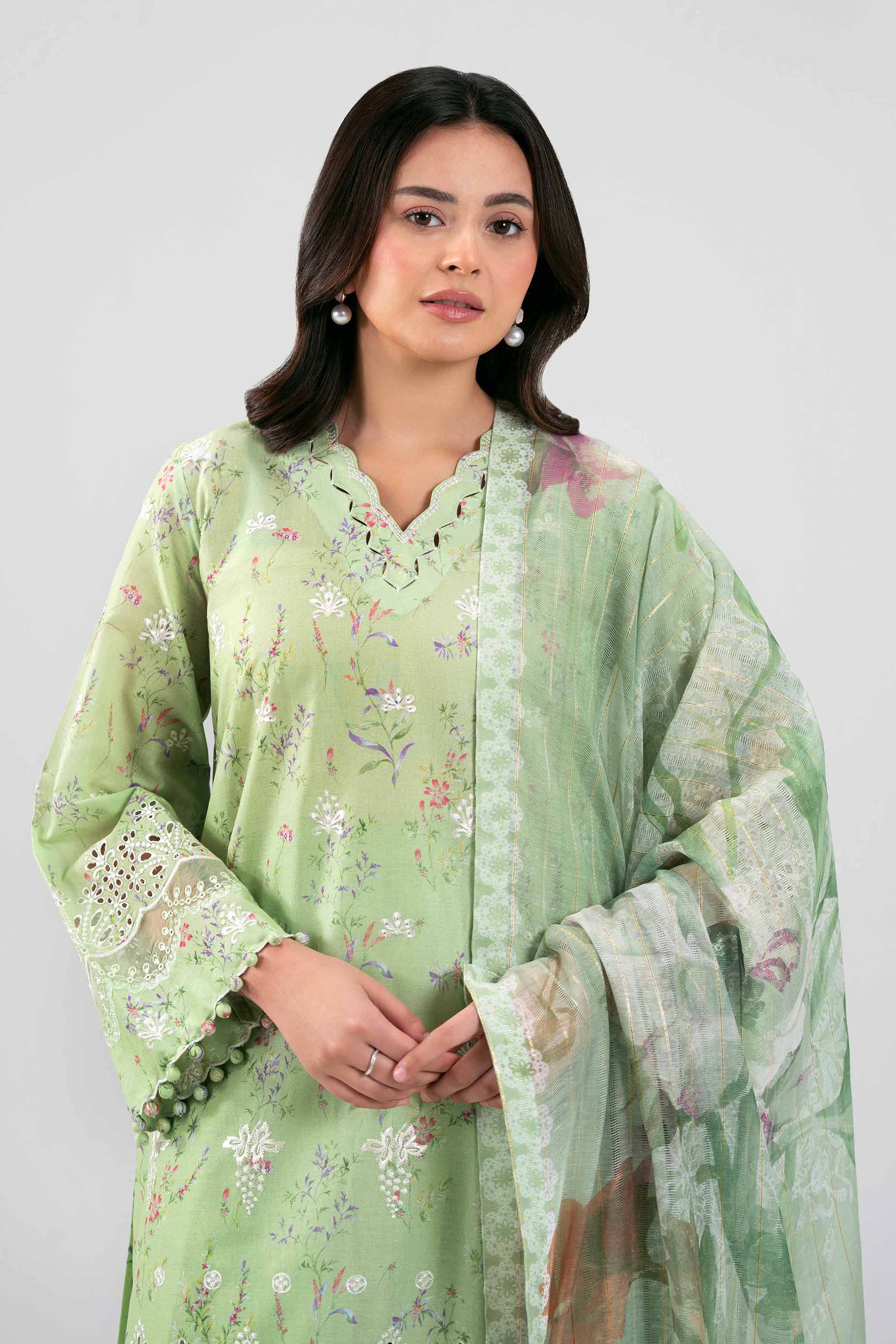3 Piece - Digital Printed Embroidered Suit - 42601239