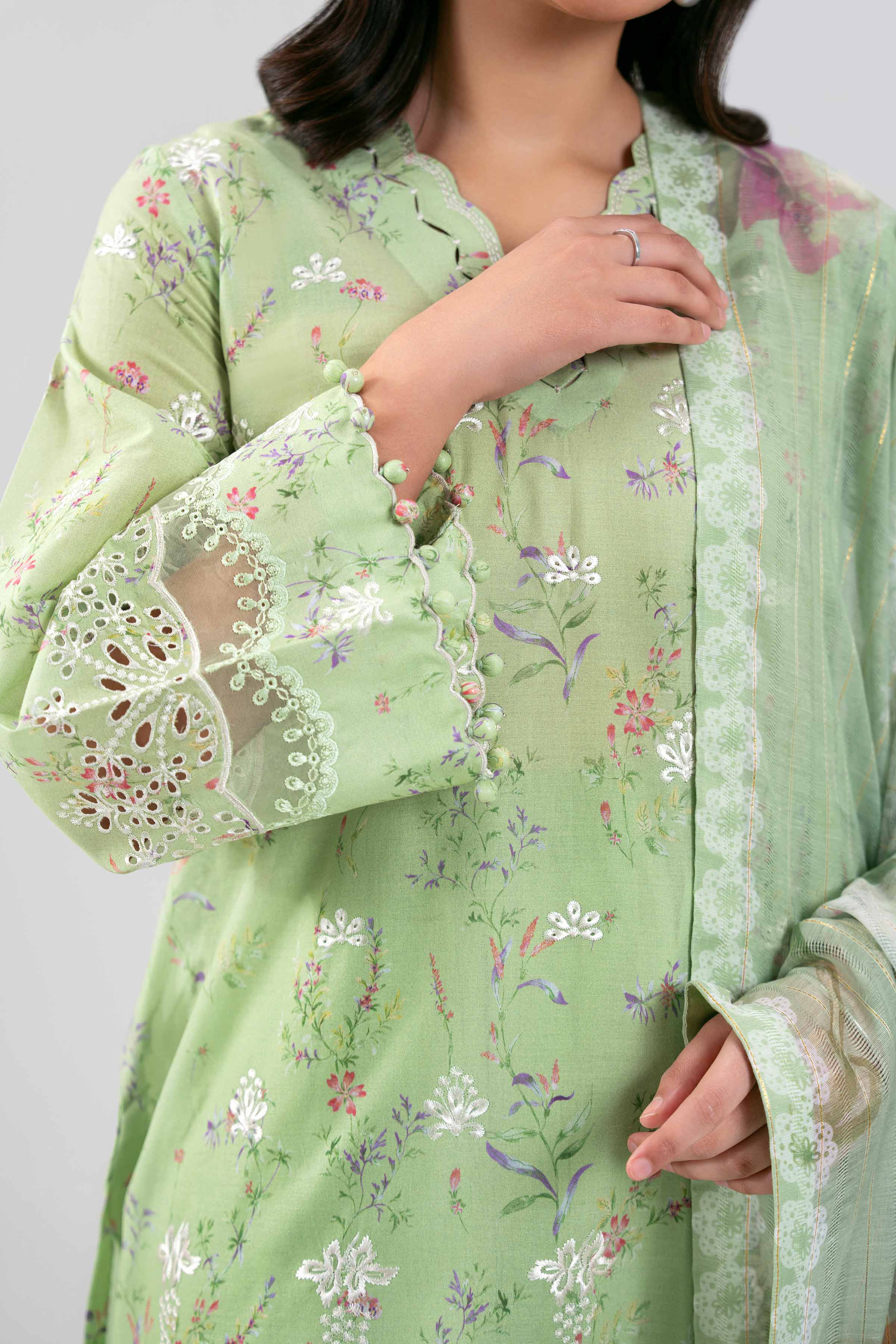 3 Piece - Digital Printed Embroidered Suit - 42601239