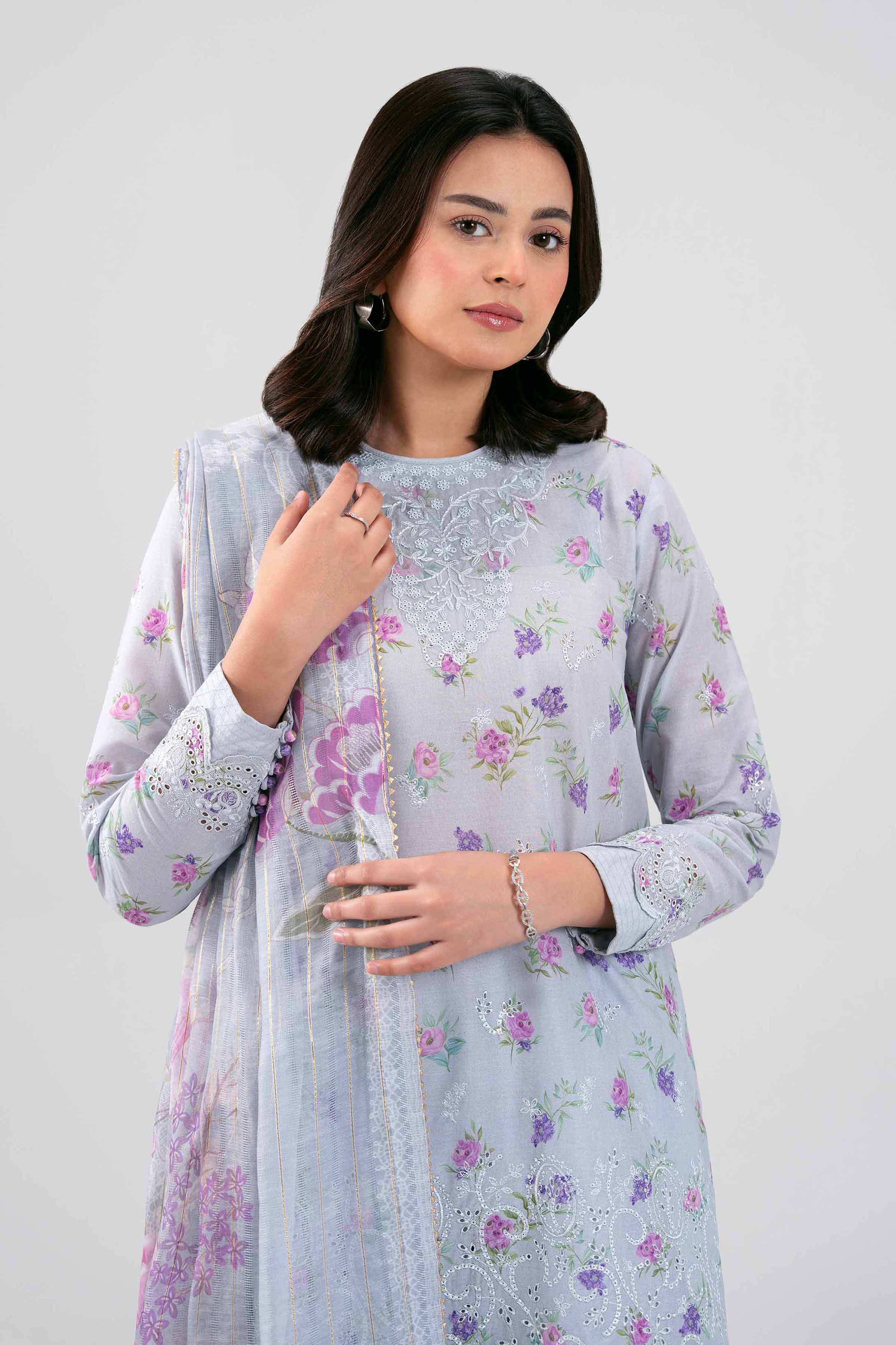3 Piece - Digital Printed Embroidered Suit - 42601240