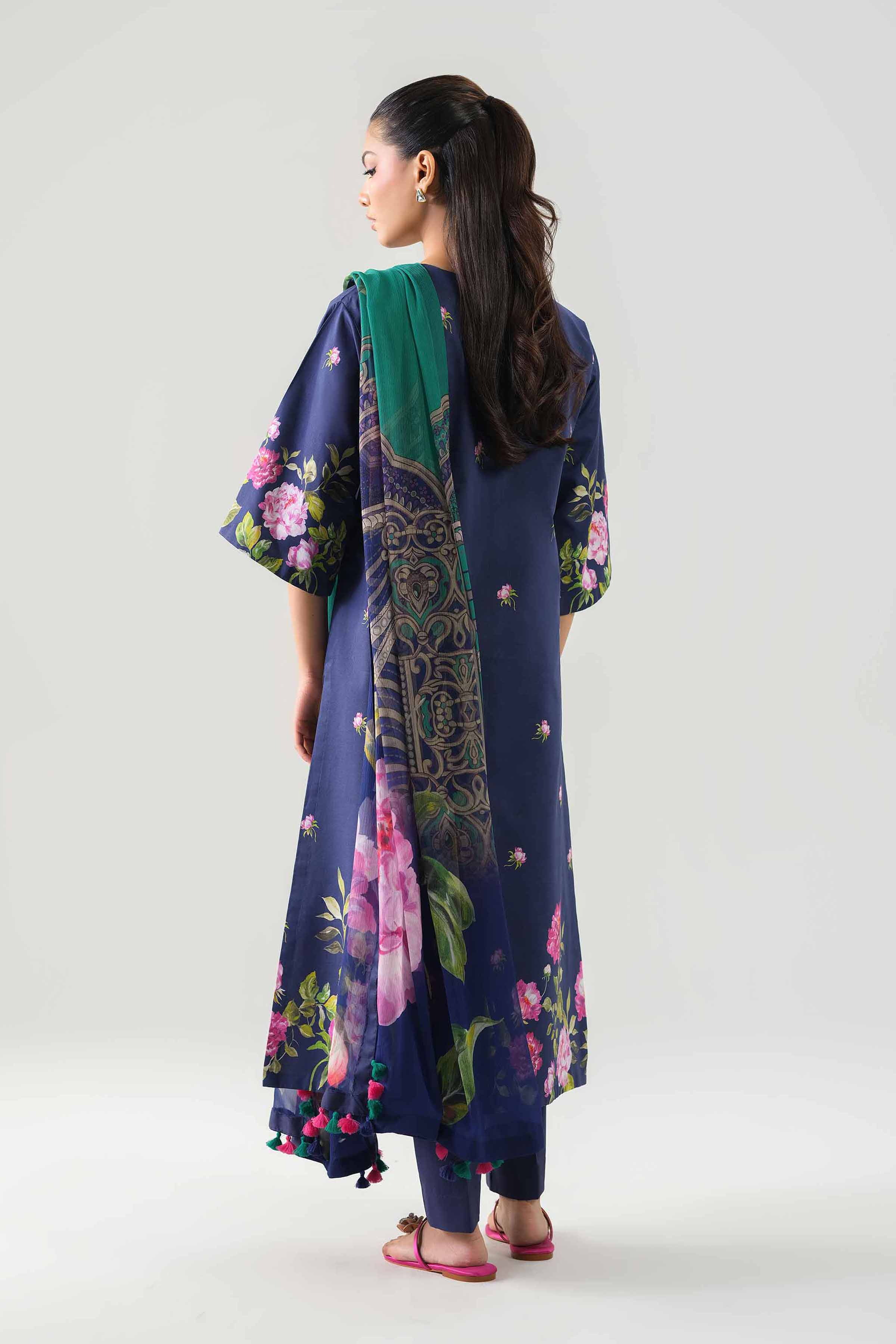 3 Piece - Printed Suit - 42601243 NishatUAE Blue Lawn 3PC Printed Unstitched