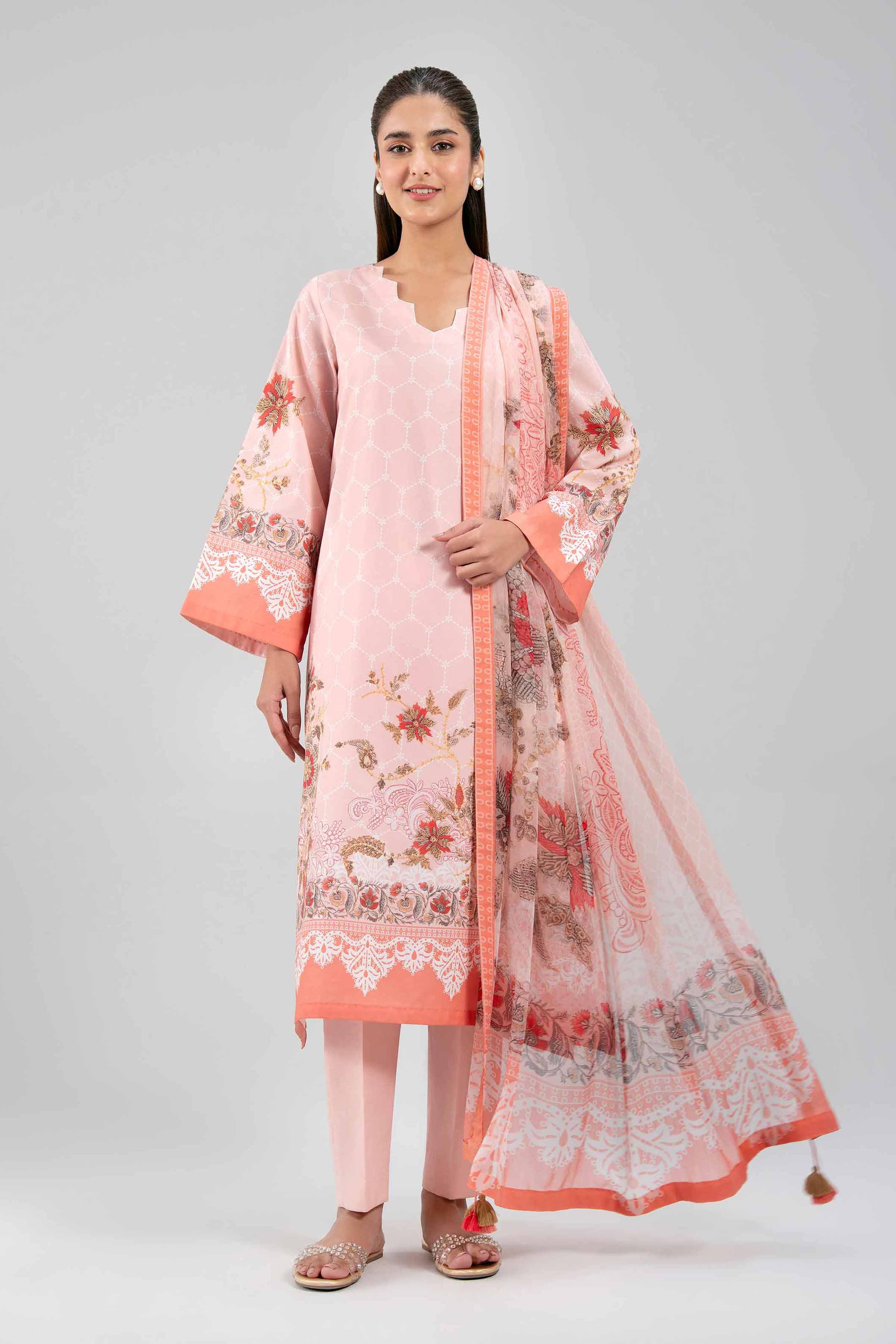 3 Piece - Printed Suit - 42601245 NishatUAE Pink Lawn 3PC Printed Unstitched