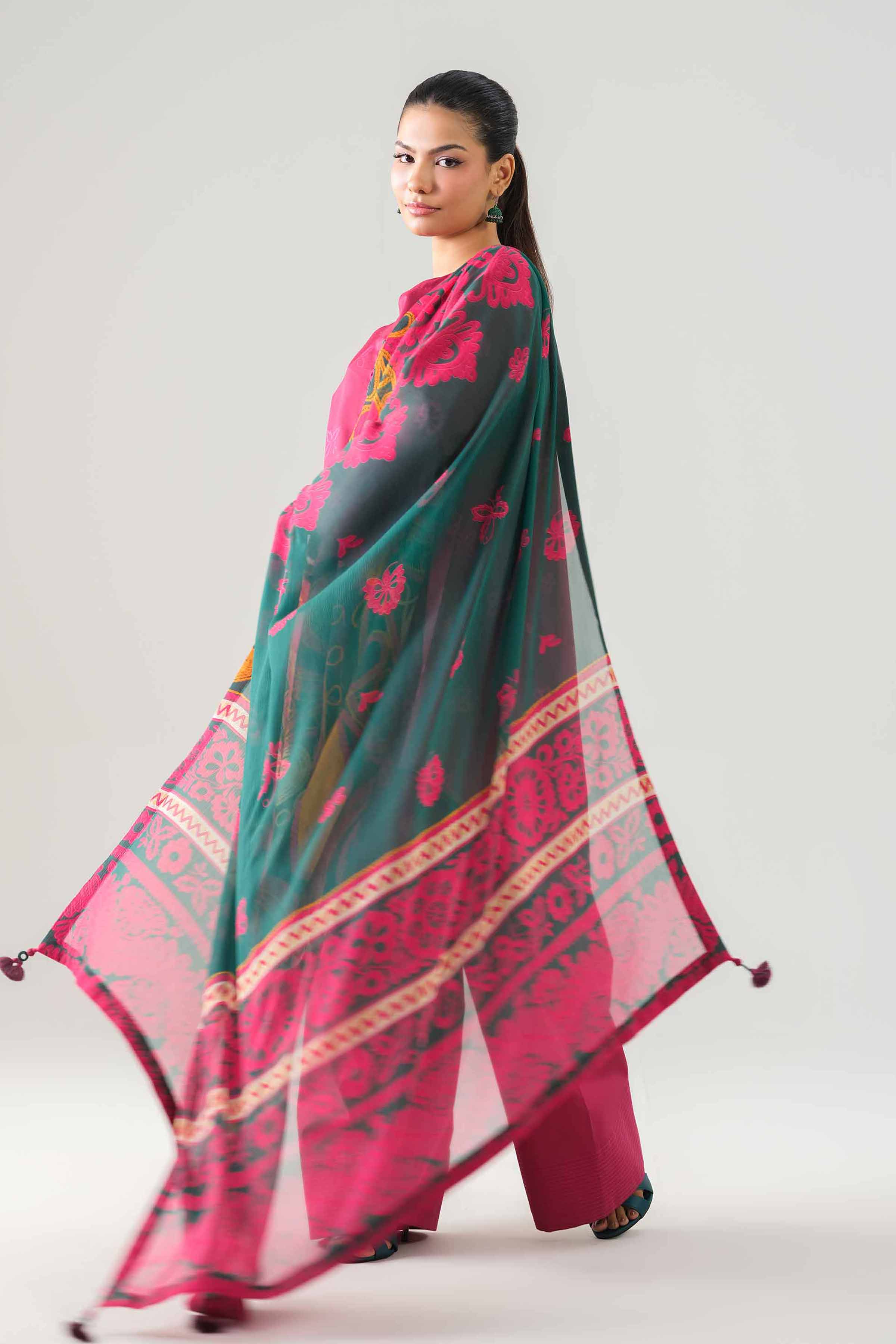 3 Piece - Printed Suit - 42601246 NishatUAE Maroon Lawn 3PC Printed Unstitched