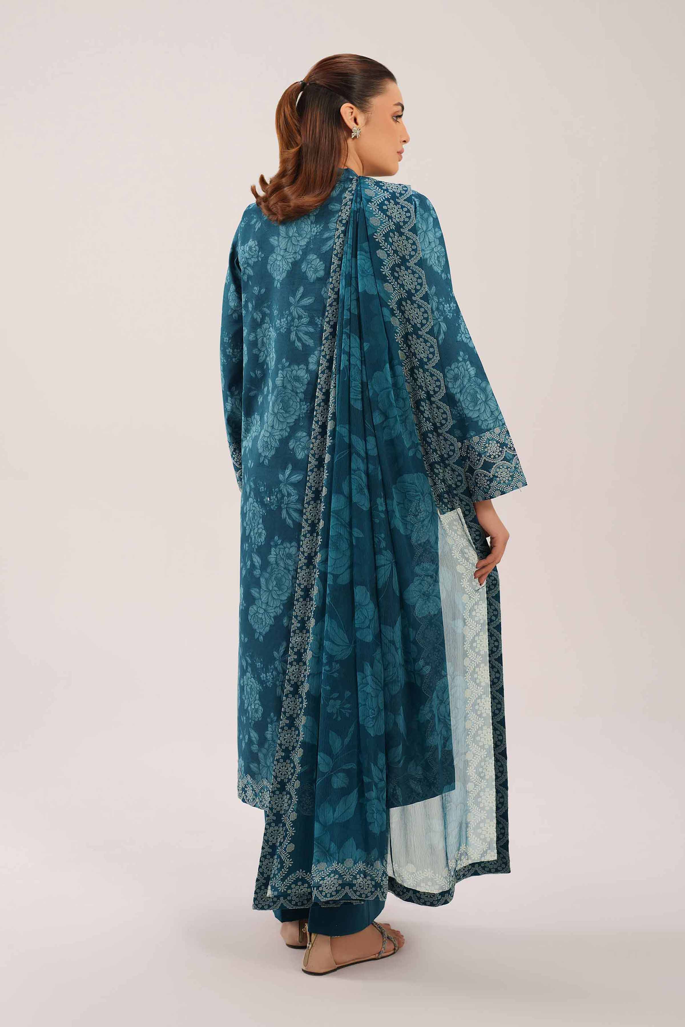 3 Piece - Printed Suit - 42601250 NishatUAE Green Lawn 3PC Printed Unstitched