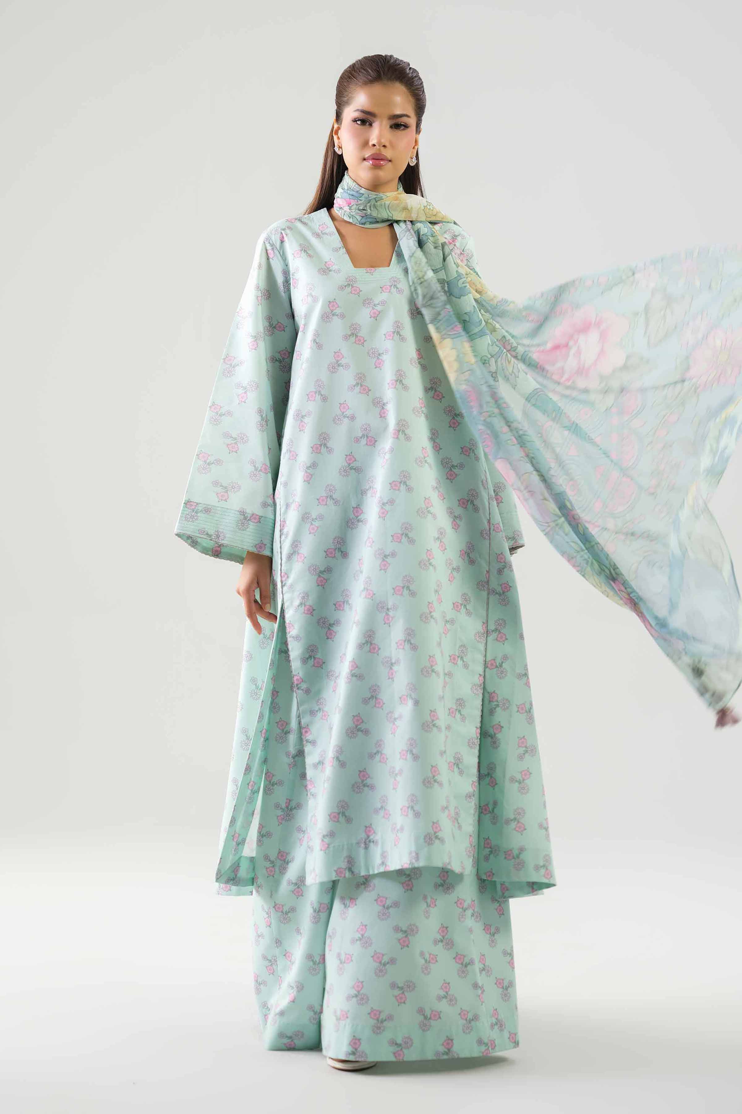 3 Piece - Printed Suit - 42601251 NishatUAE Green Lawn 3PC Printed Unstitched