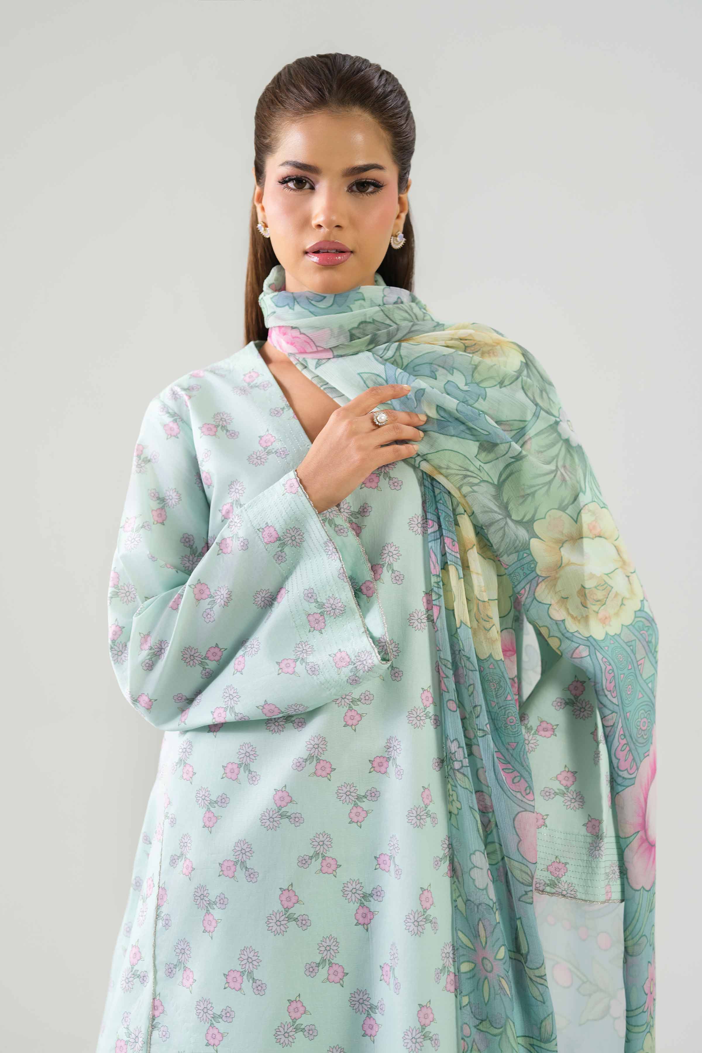 3 Piece - Printed Suit - 42601251 NishatUAE Green Lawn 3PC Printed Unstitched