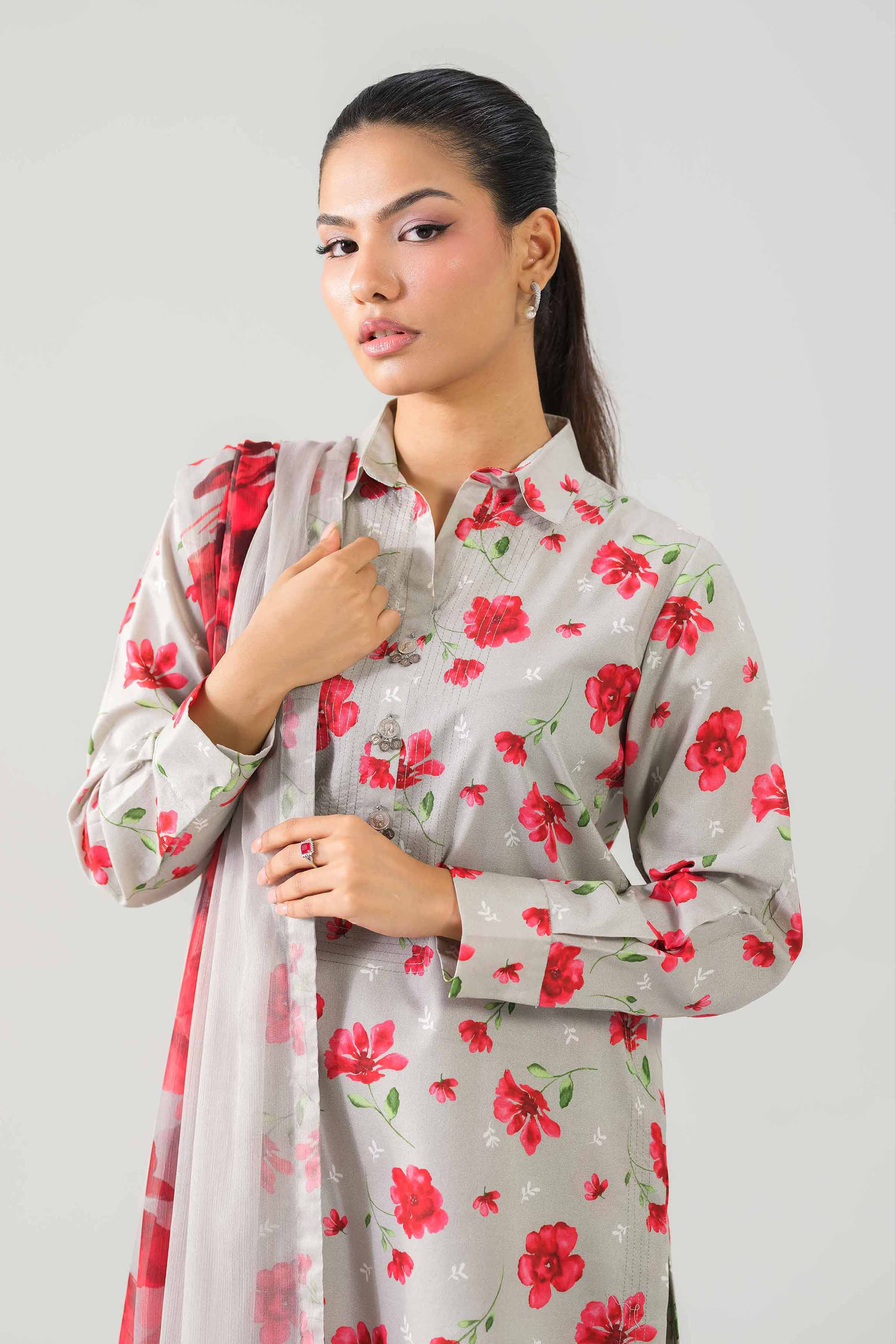 3 Piece - Printed Suit - 42601253 NishatUAE Green Lawn 3PC Printed Unstitched