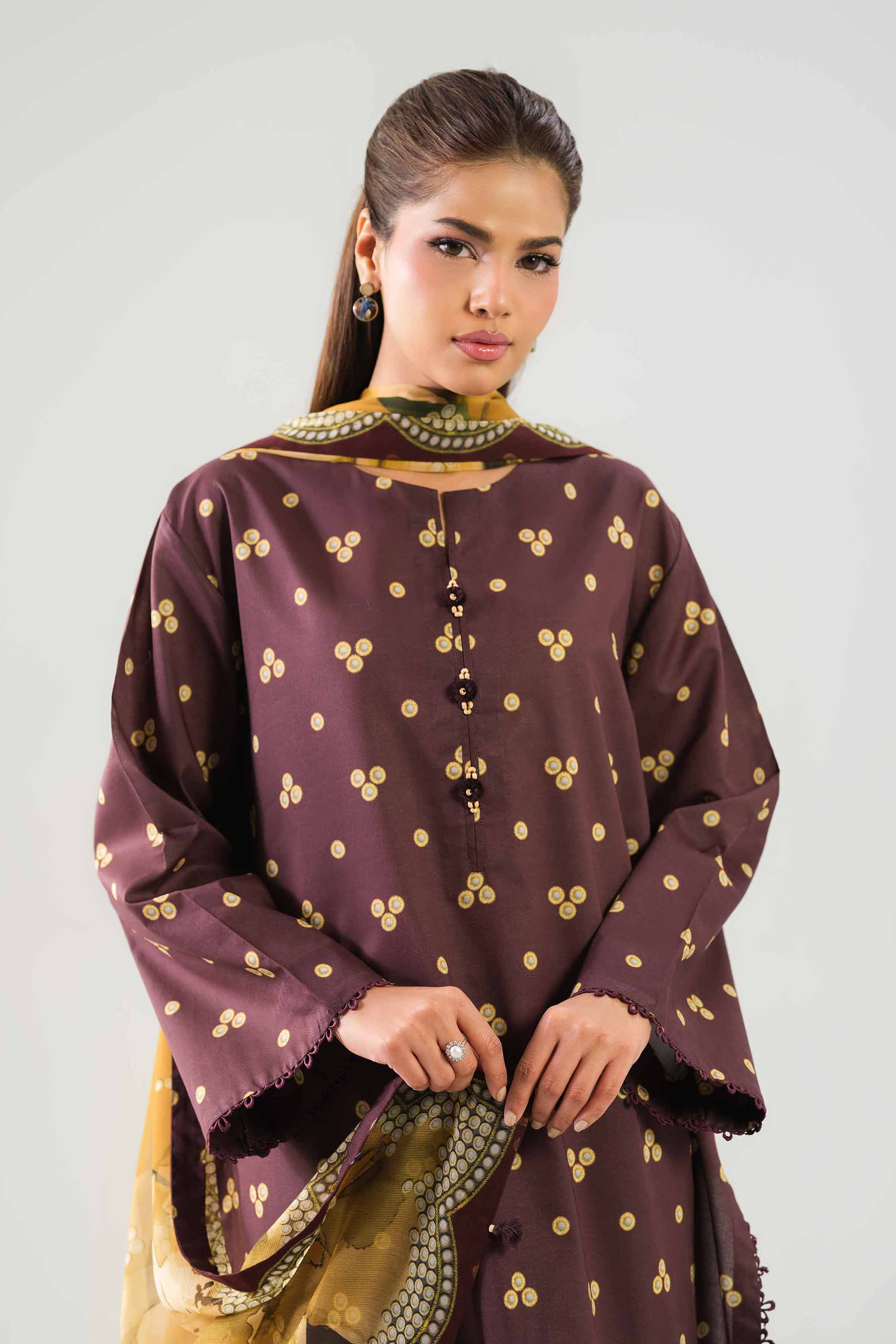 3 Piece - Printed Suit - 42601254 NishatUAE Brown Lawn 3PC Printed Unstitched