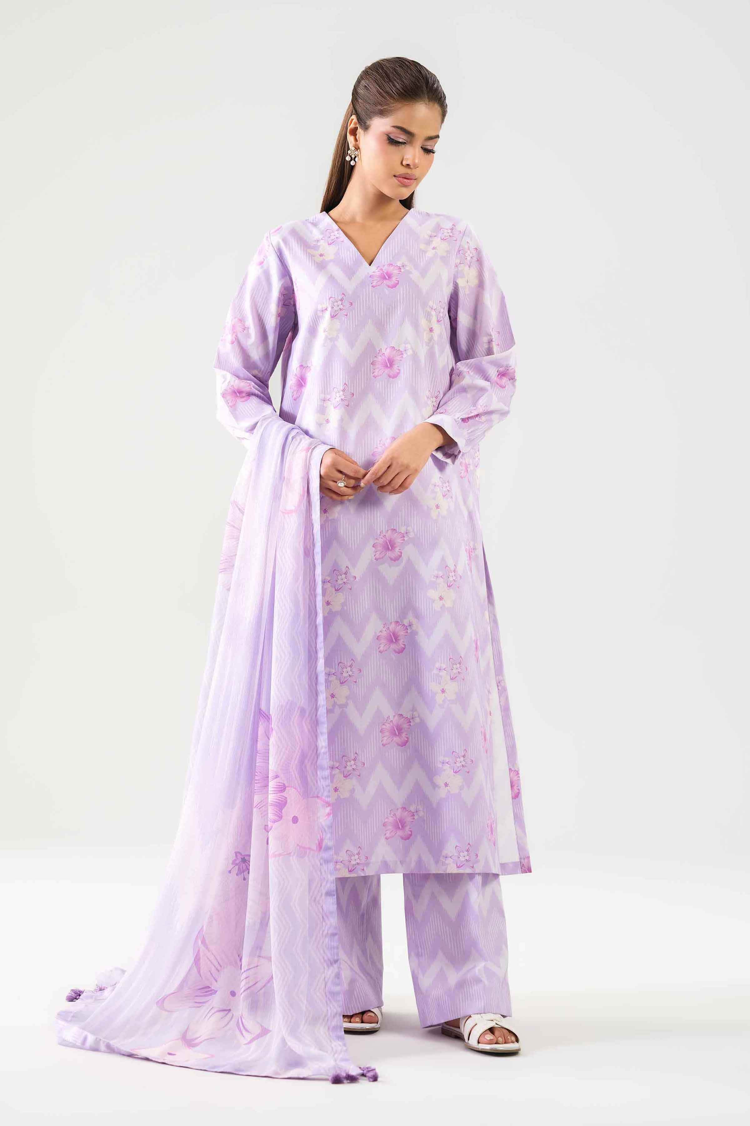 3 Piece - Printed Suit - 42601256 NishatUAE Purple Lawn 3PC Printed Unstitched