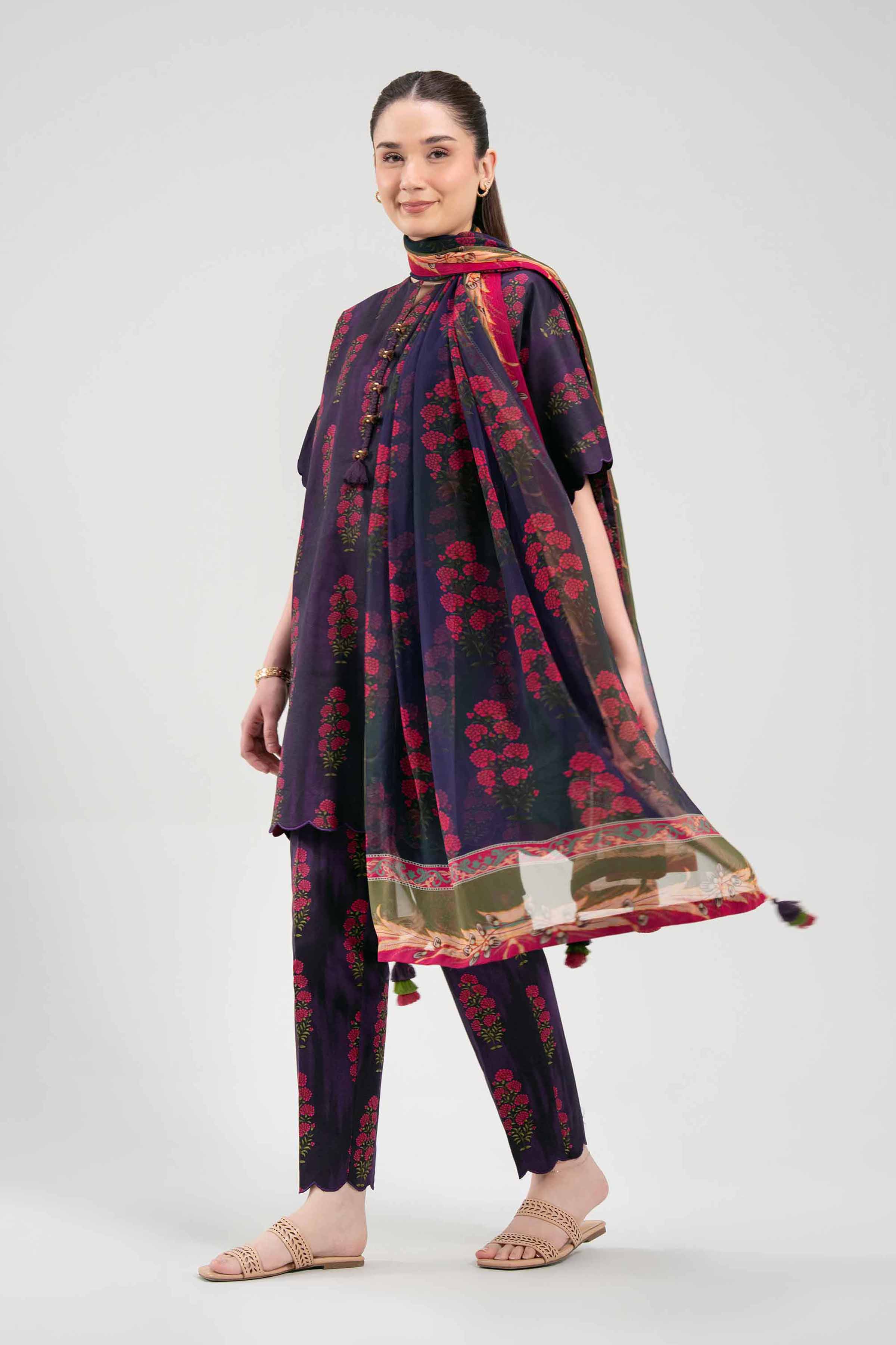 3 Piece - Printed Suit - 42601259 NishatUAE Purple Lawn 3PC Printed Unstitched