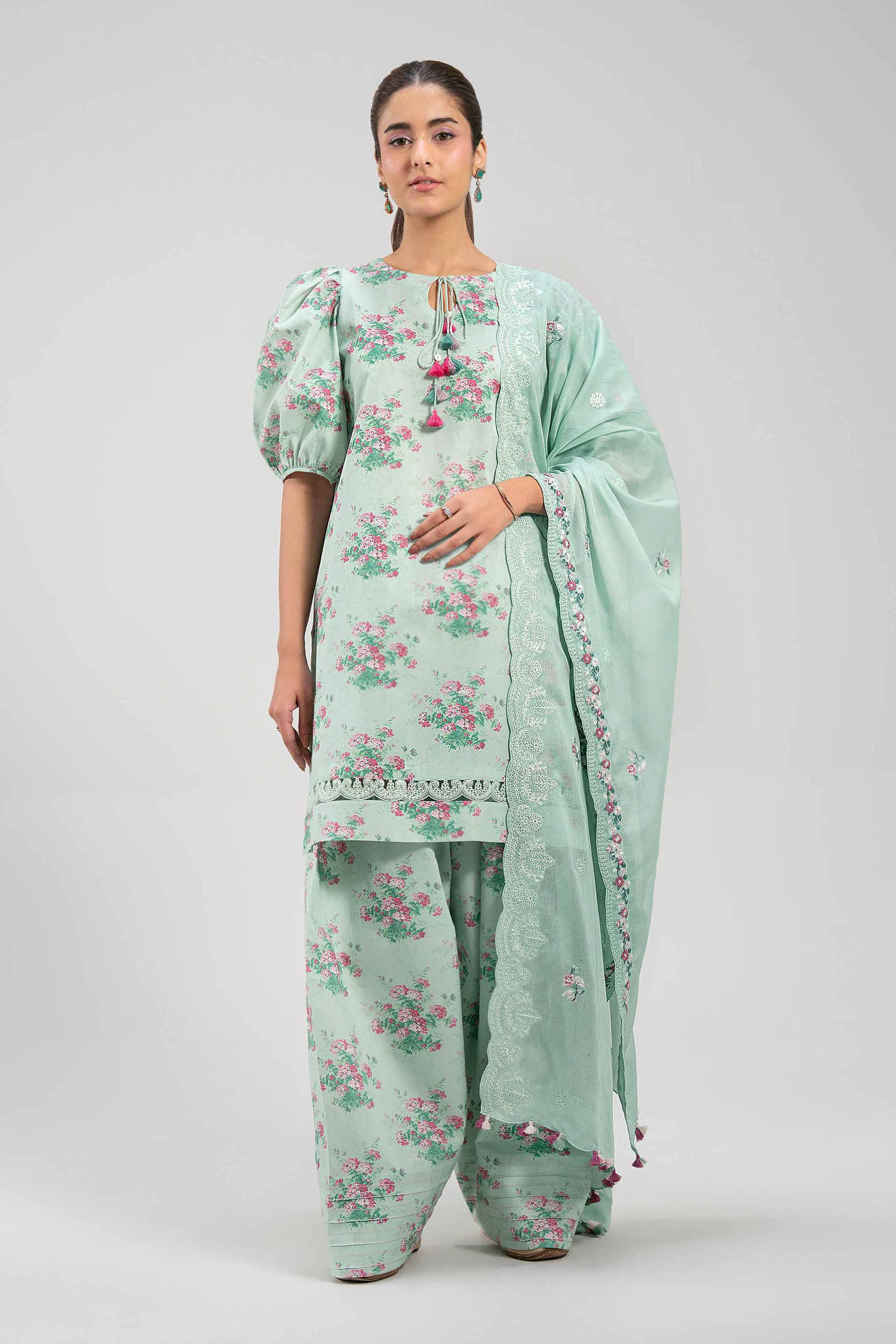 3 Piece - Printed Embroidered Suit - 42601262
