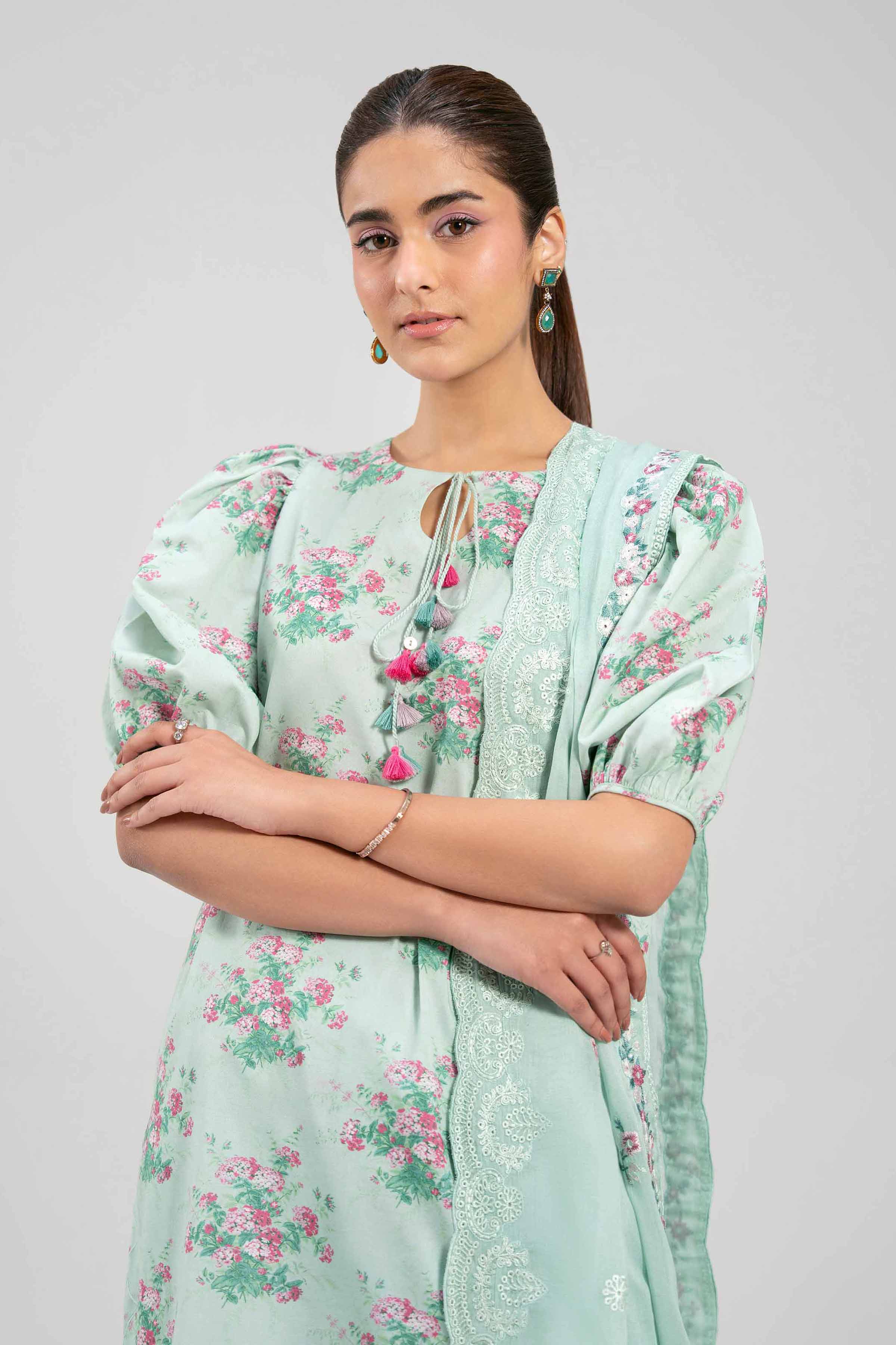 3 Piece - Printed Embroidered Suit - 42601262